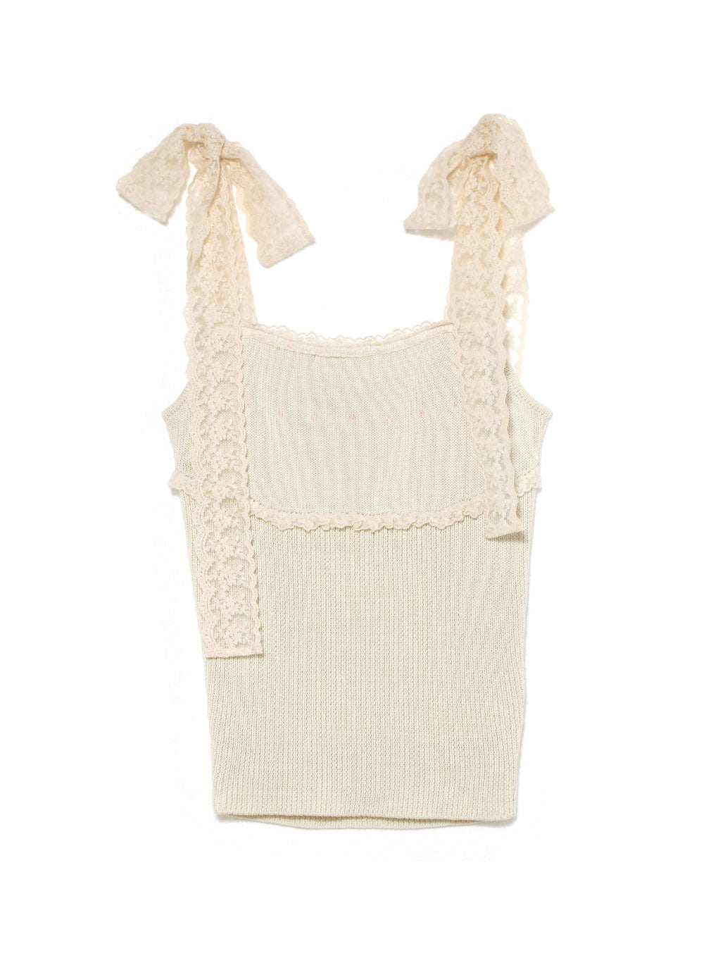 トップス IVORY ANDMARY LIL LACE KNIT TOPS AM1764 ANDMARY】Lil lace knit tops
