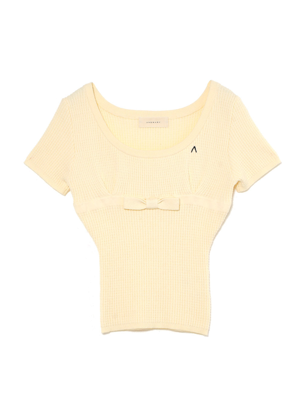 トップス ANDMARY Waffle ribbon tops ivory ANDMARY】Waffle ribbon tops