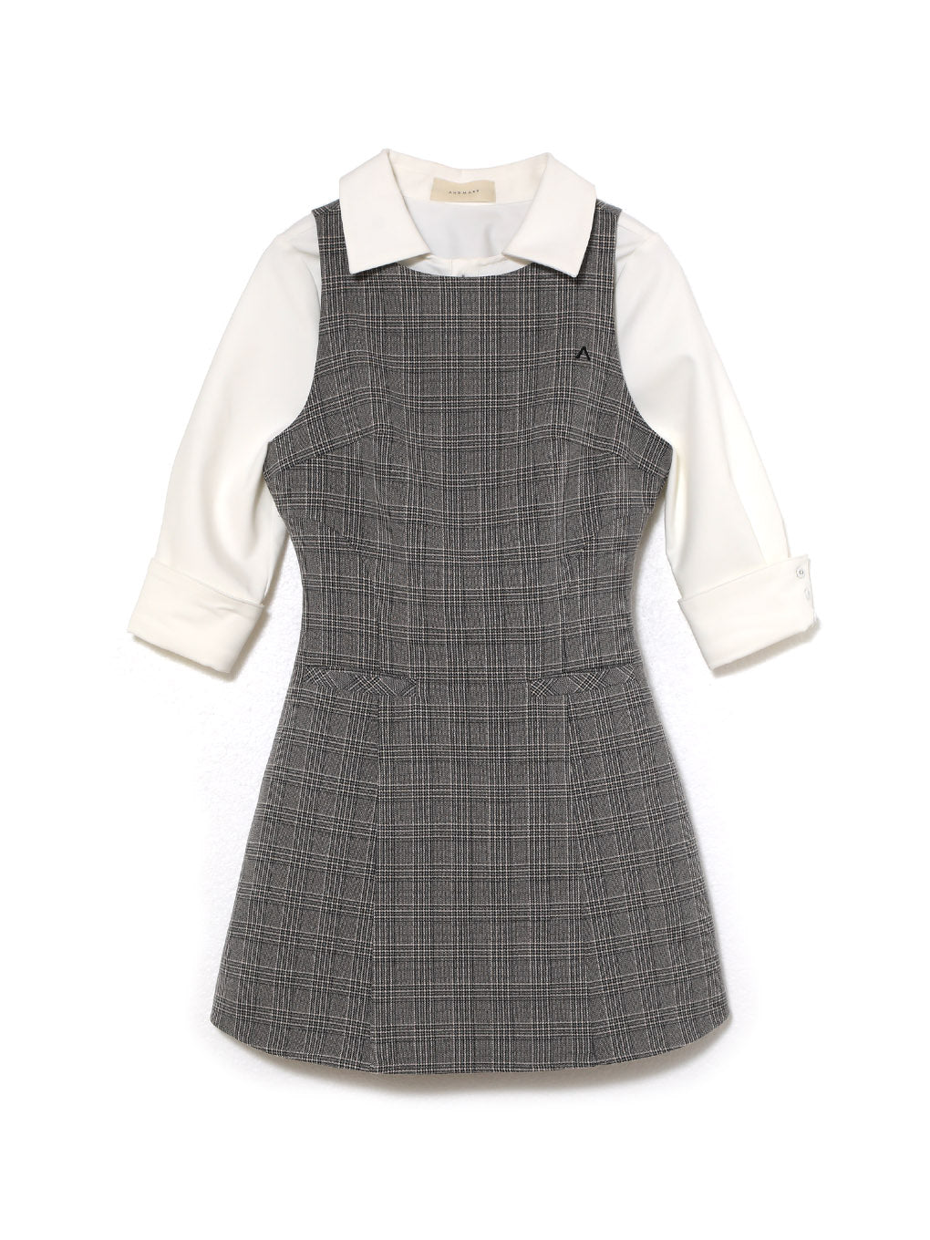 ワンピース Evie check blouse mini dress andMary ANDMARY】Evie check blouse mini dress
