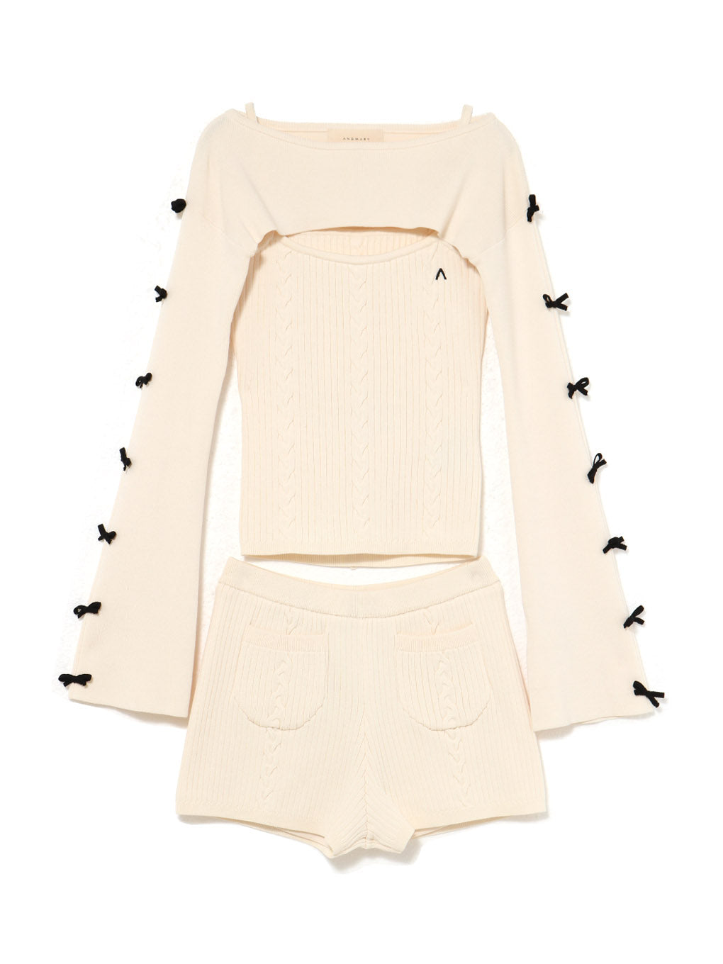 ANDMARY】Cindy ribbon knit set up