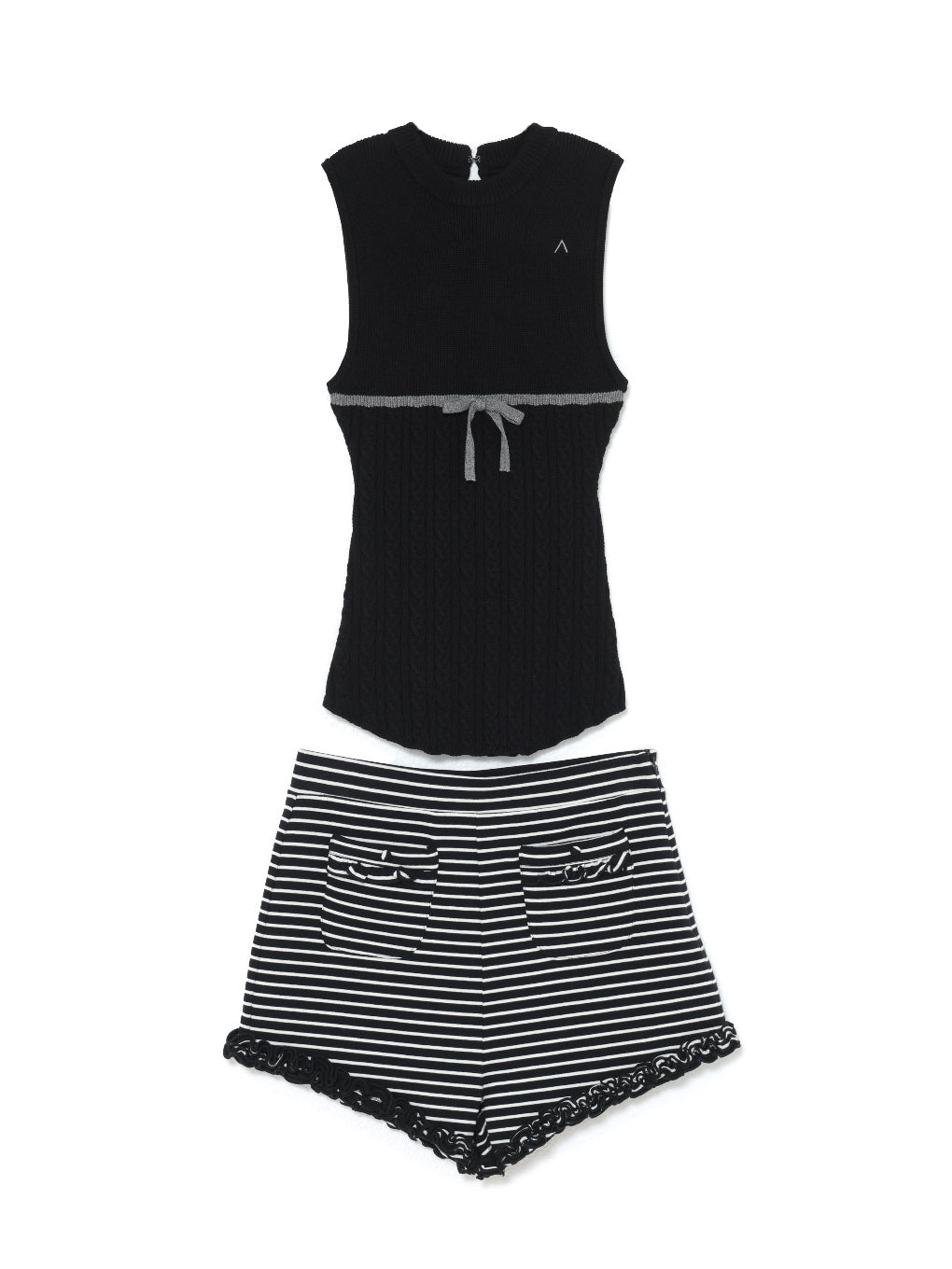 Alice ribbon frill mini pants set up