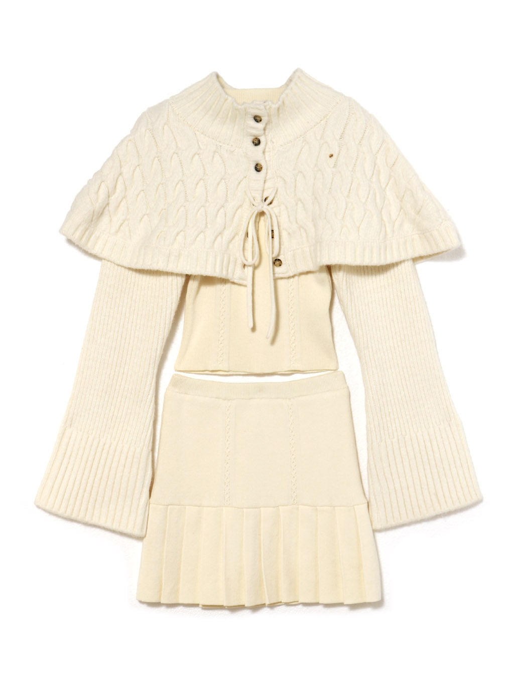 ANDMARY】Snow cape knit set up