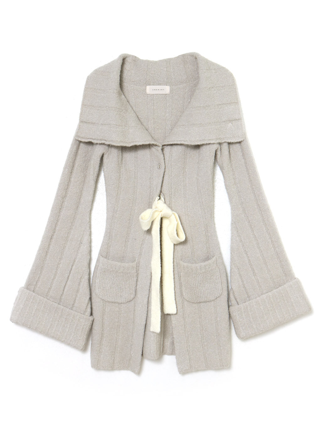 ANDMARY Ashley ribbon cardigan Lightgray 評価 - ジャケット・アウター