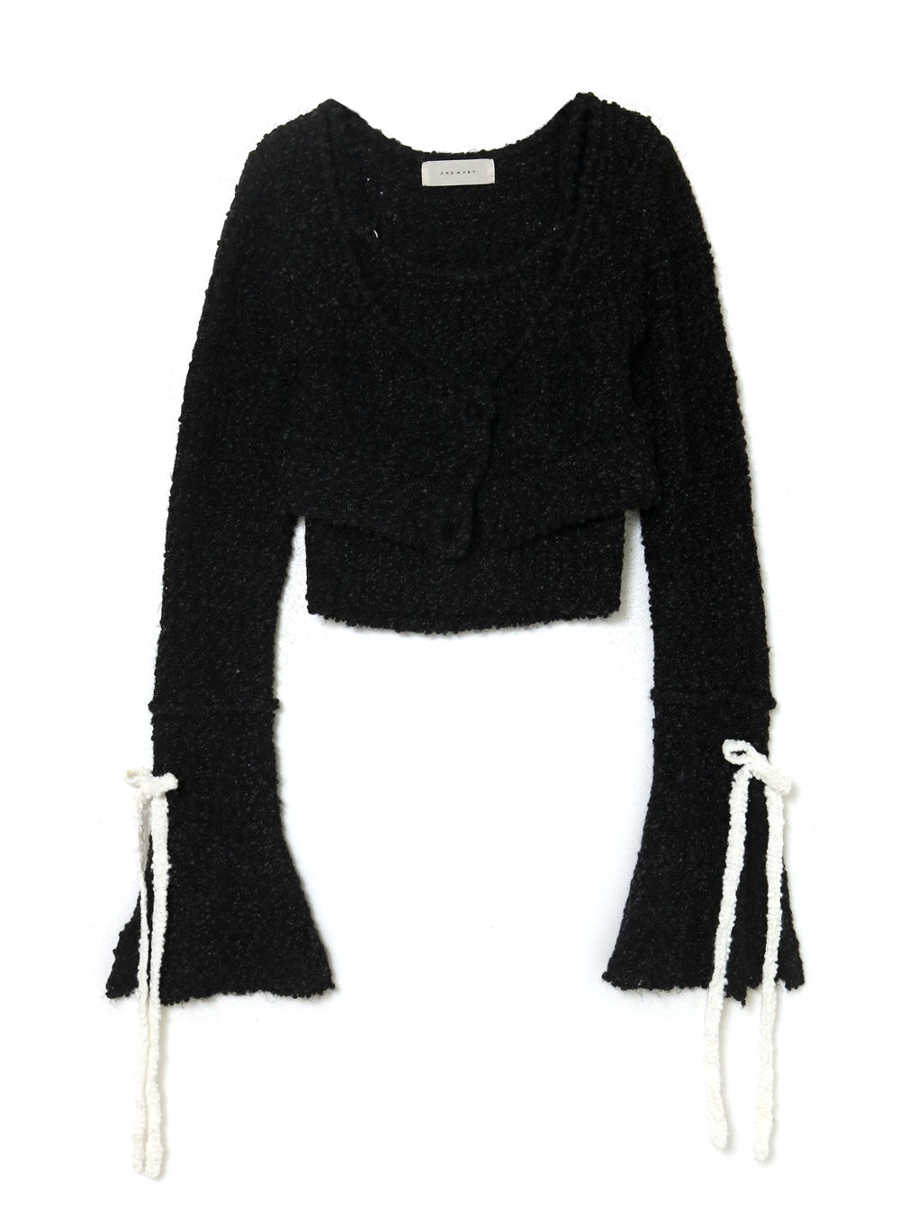 andmary Lotta ribbon set cardigan Black-