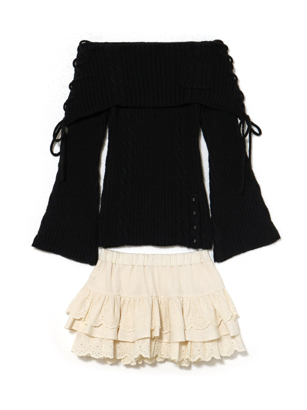 ワンピース Andmary Corrie lace knit set up black ANDMARY】Corrie lace knit set up