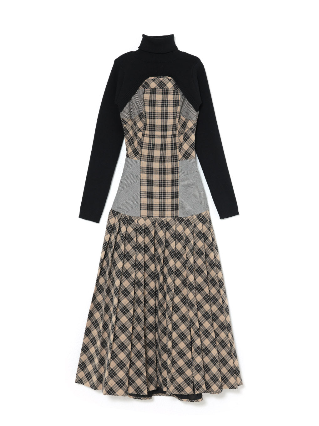 Anne check long dress