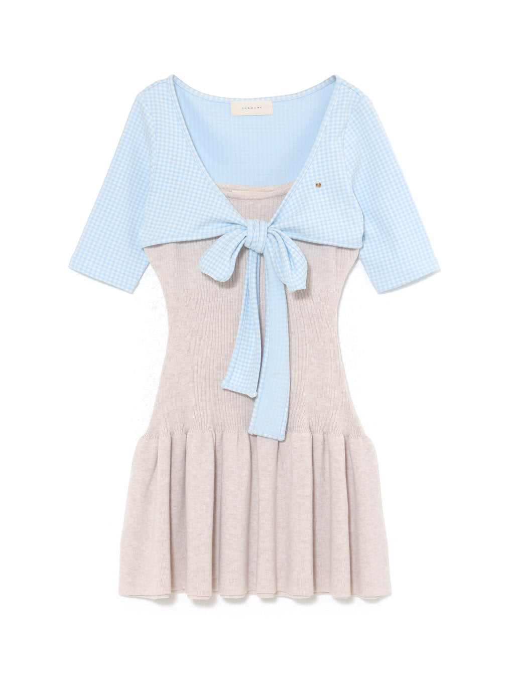 ワンピース andmary Risa gingham check set dress ANDMARY】Risa gingham check set dress