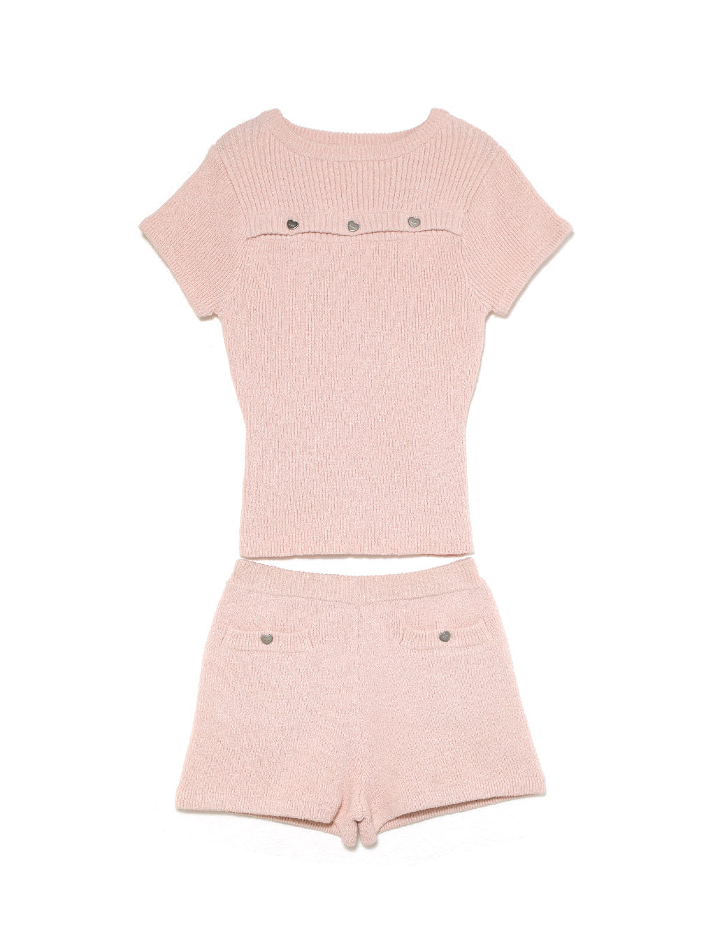 トップス andmary Heart button mini set up pink ANDMARY】Heart button mini set up