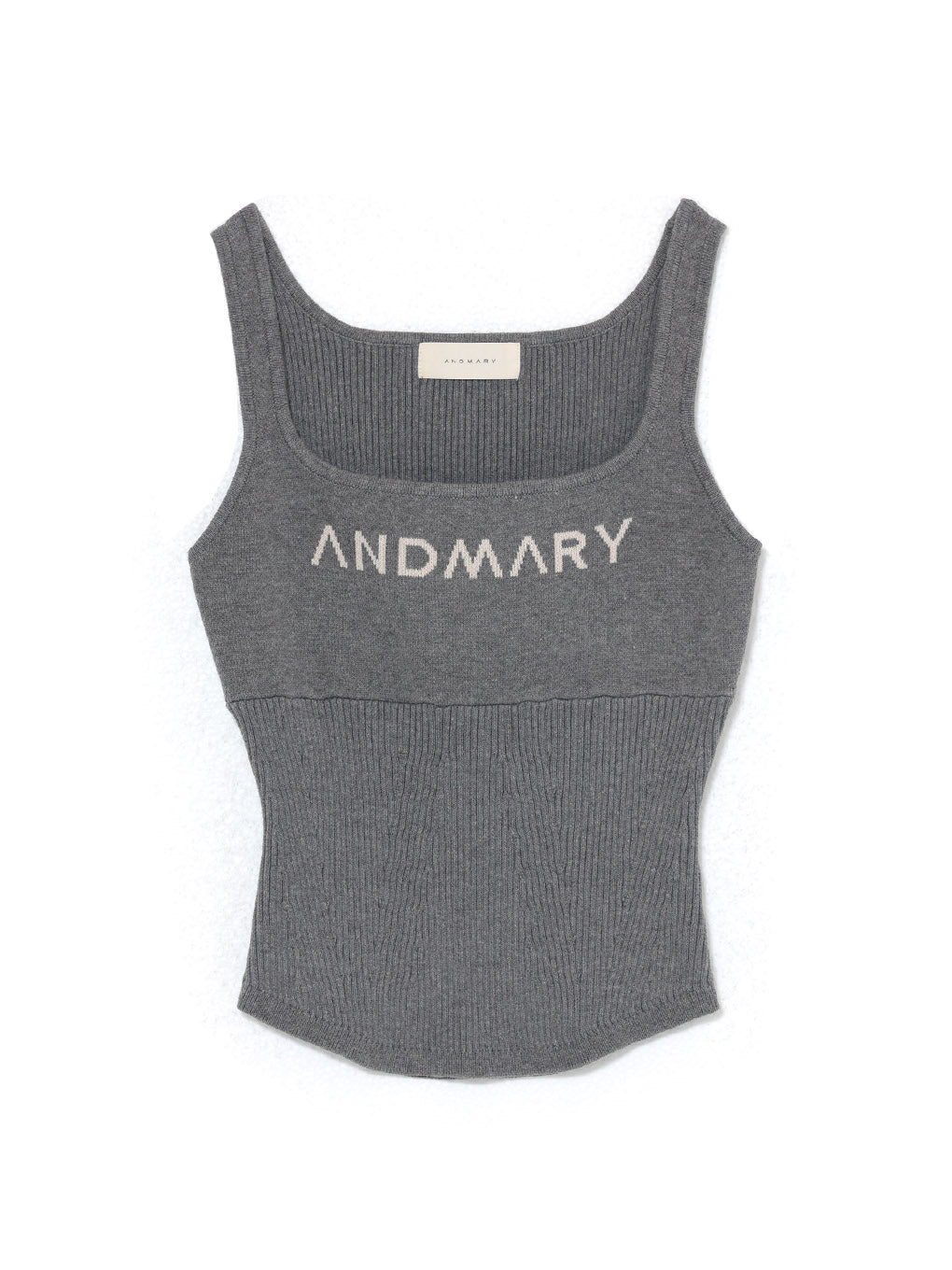 トップス Mary logo ribbon tank grey ANDMARY】Mary logo tank