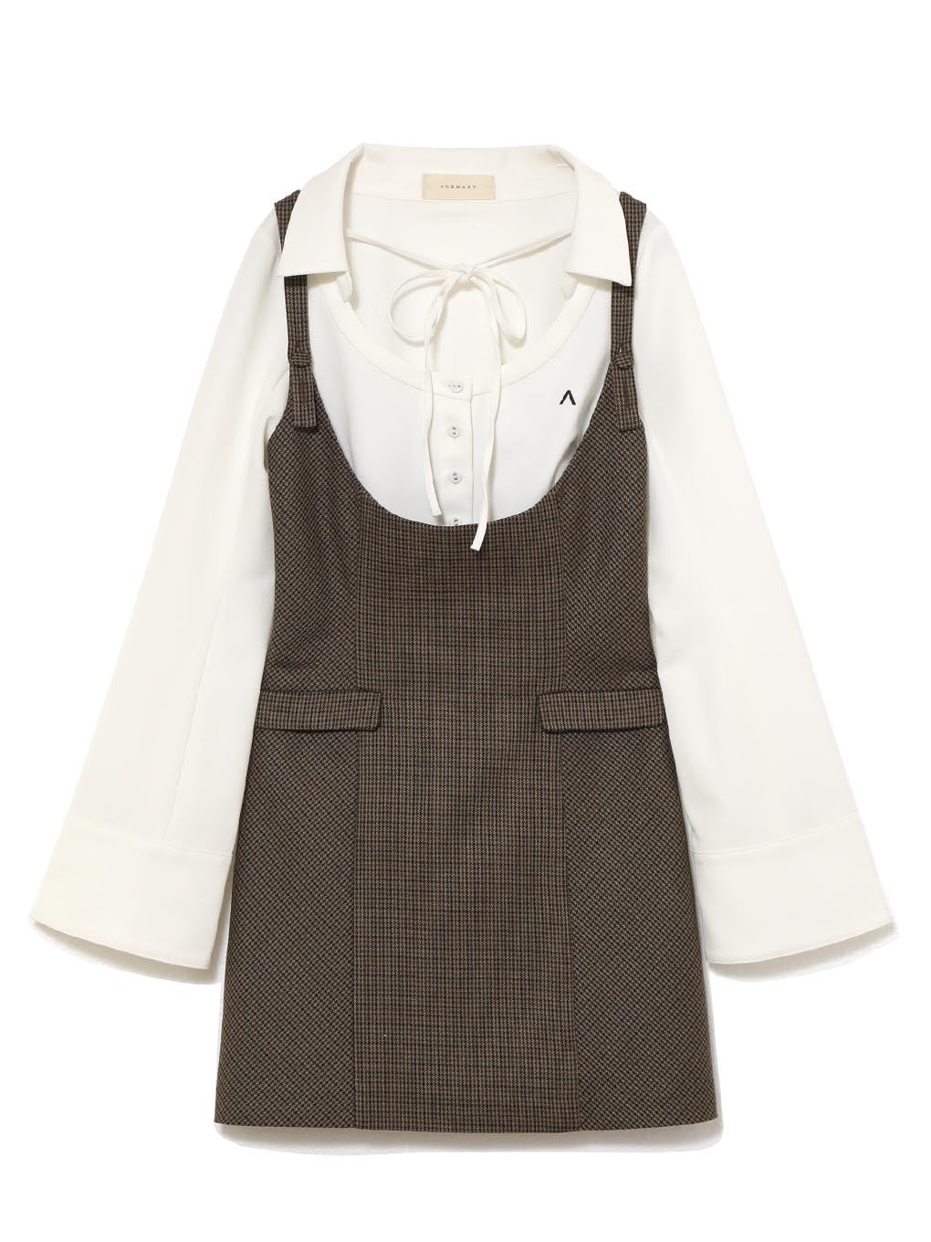 ワンピース Rachell check layered dress AM1686 ANDMARY】Rachell check layered dress