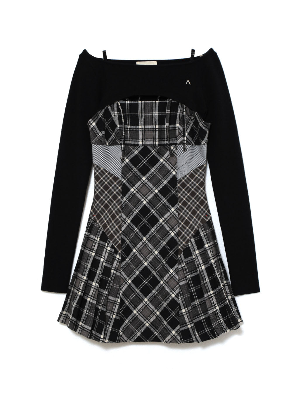 ANDMARY】Nadia check pleats mini dress