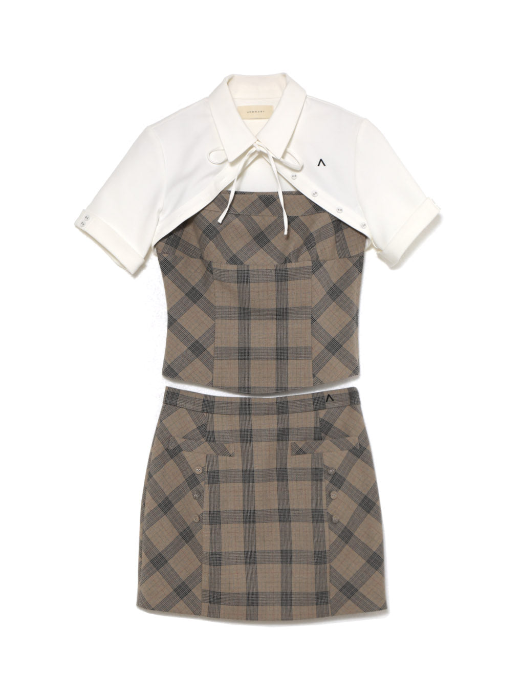 ANDMARY】Myla check blouse set up