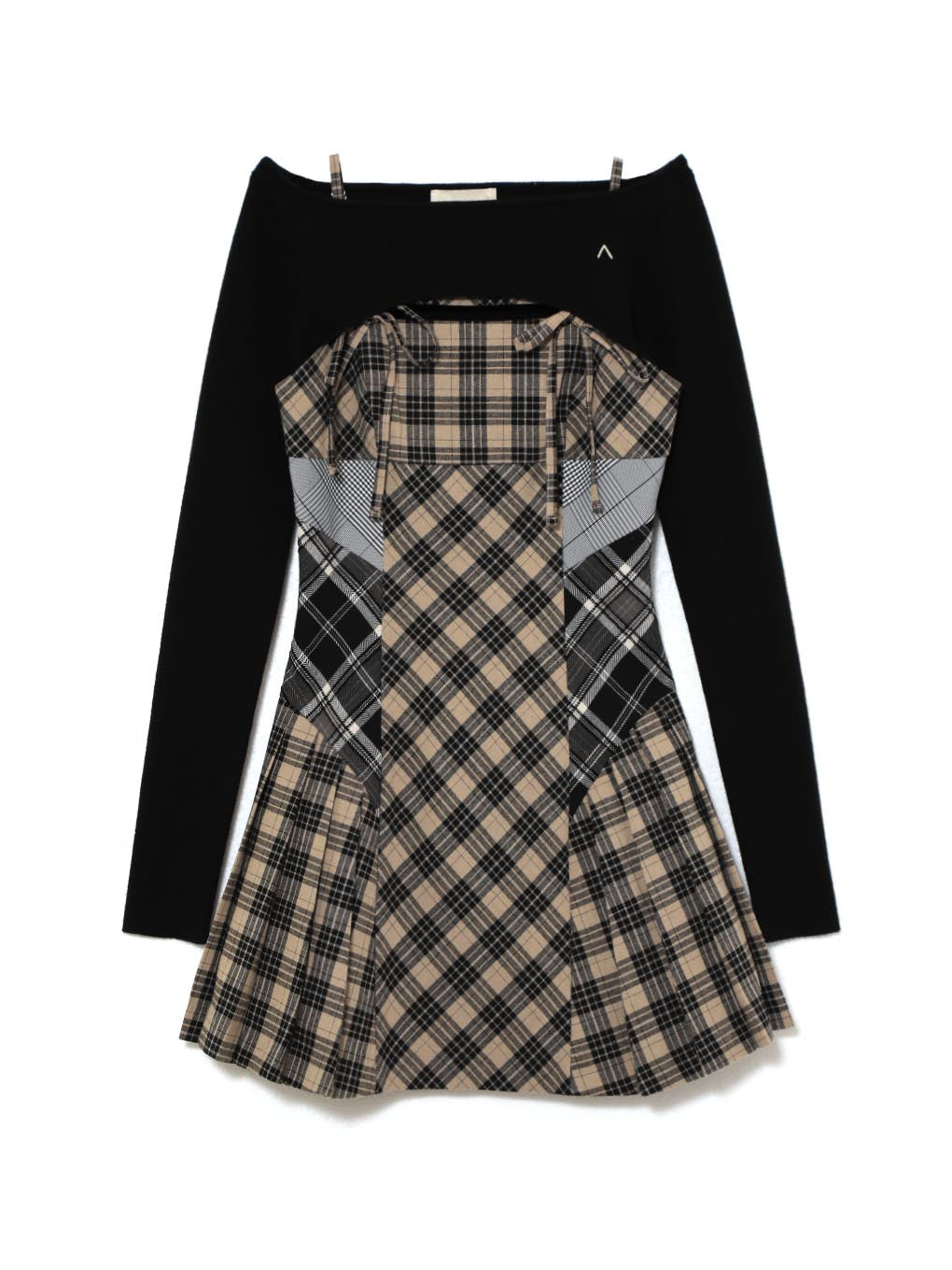 Nadia check pleats mini dress