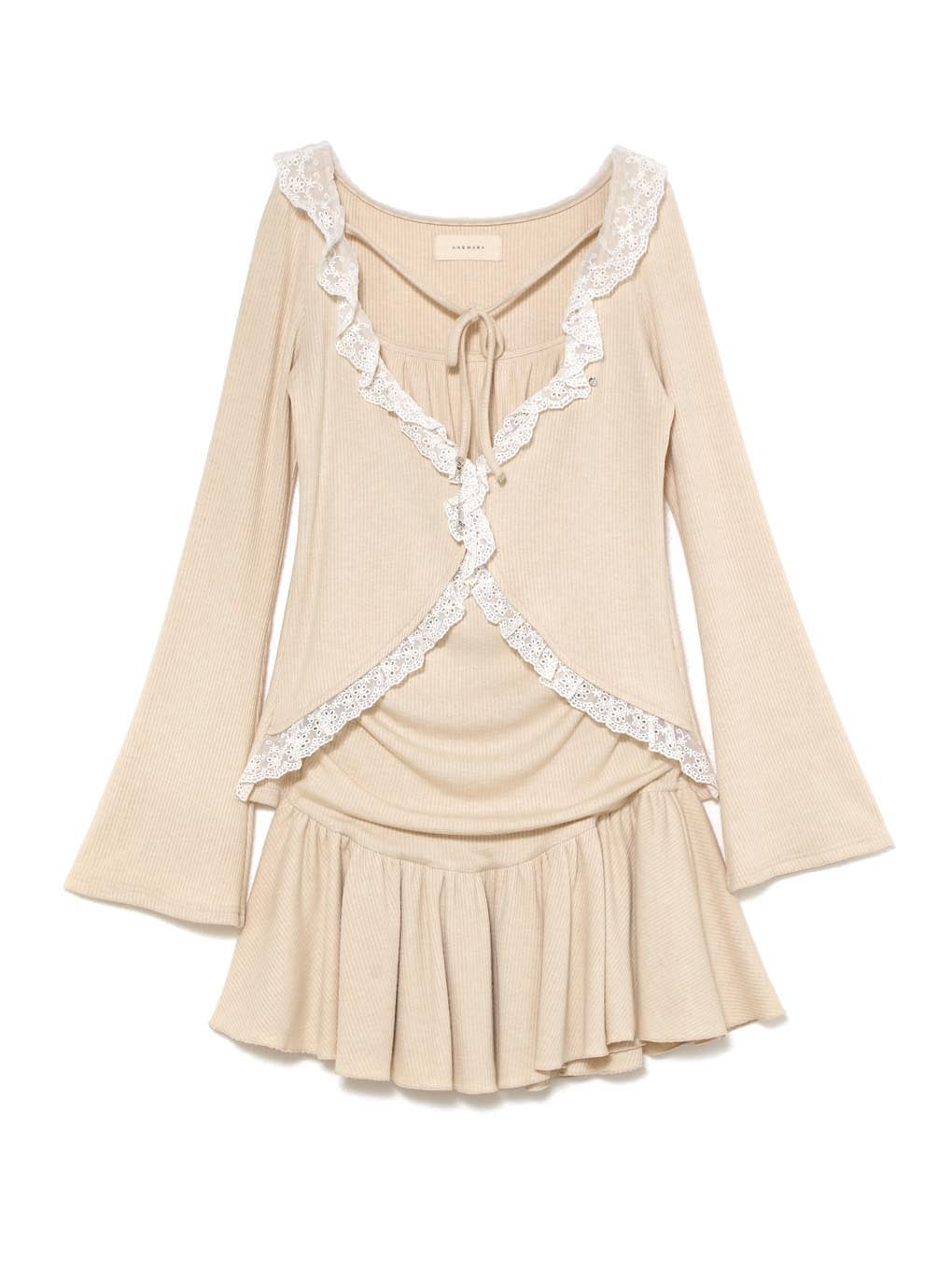 トップス ANDMARY Lilith gather set dress beige ANDMARY】Lilith gather set dress