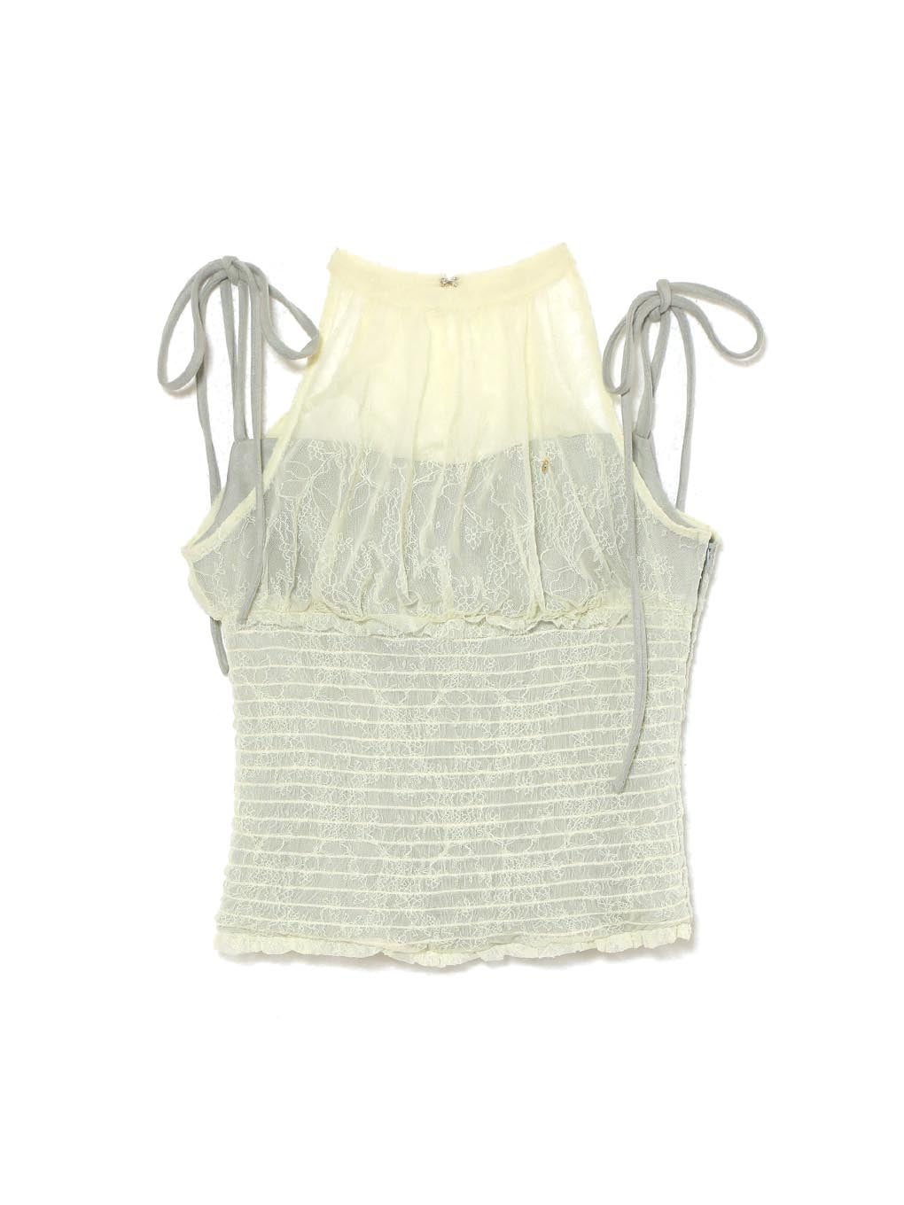 トップス andmary Paula lacey chiffon tops Blue ANDMARY】Paula lacey chiffon tops