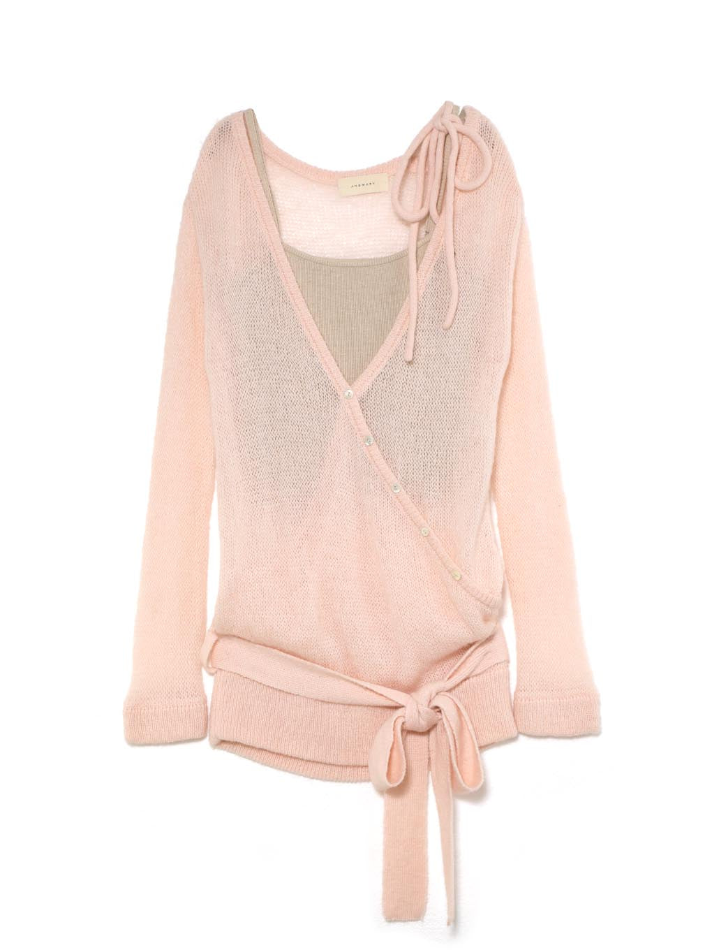 ANDMARY Sheer loose knit tops ピンク ANDMARY】Sheer loose knit tops