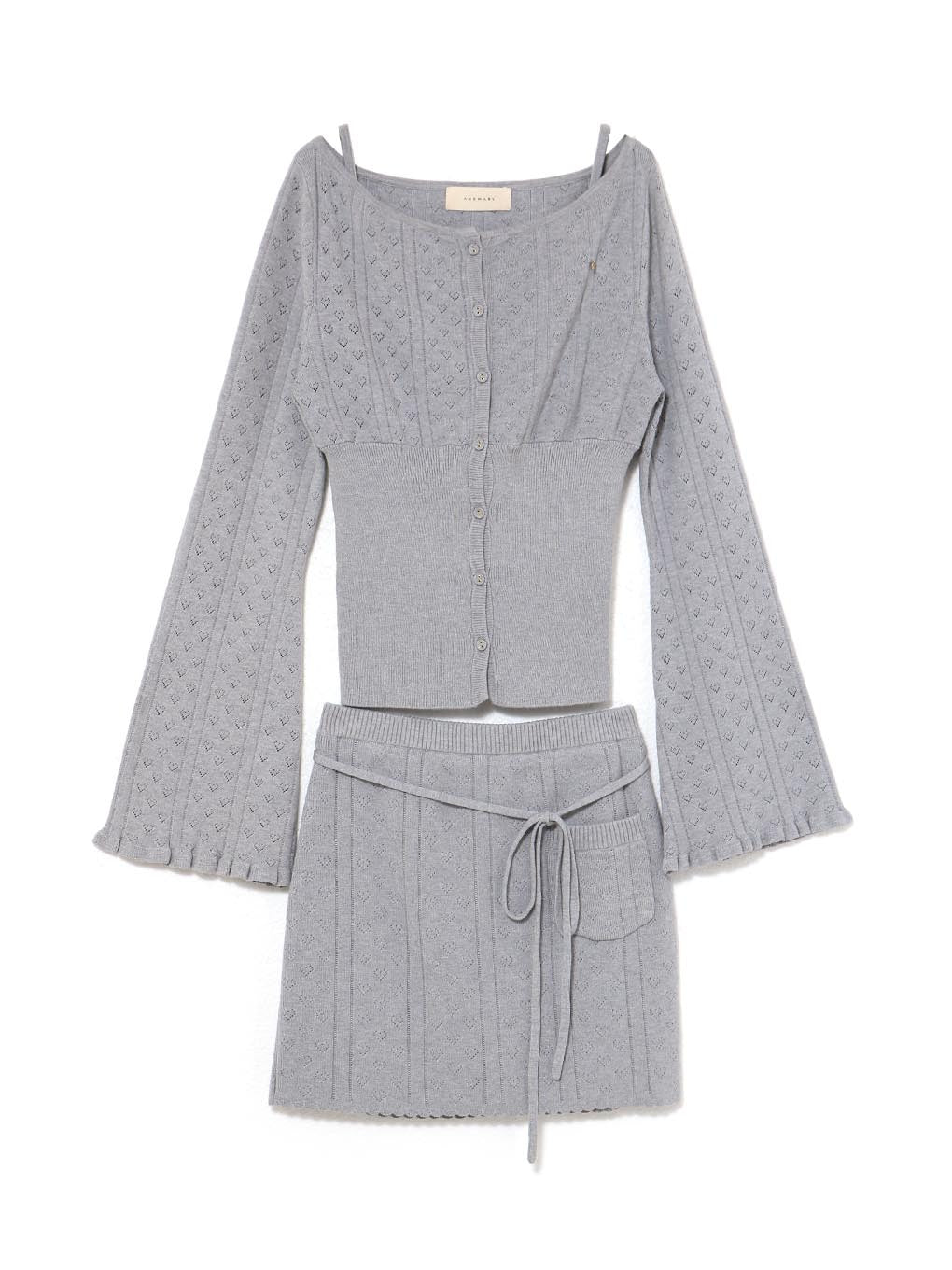 ANDMARY】Heart crochet knit set up