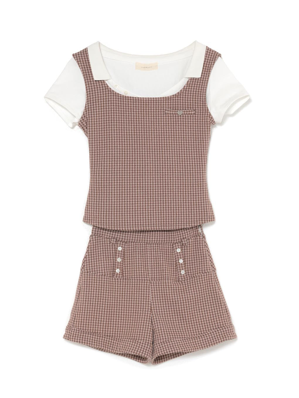 ANDMARY】Polo gingham check set up