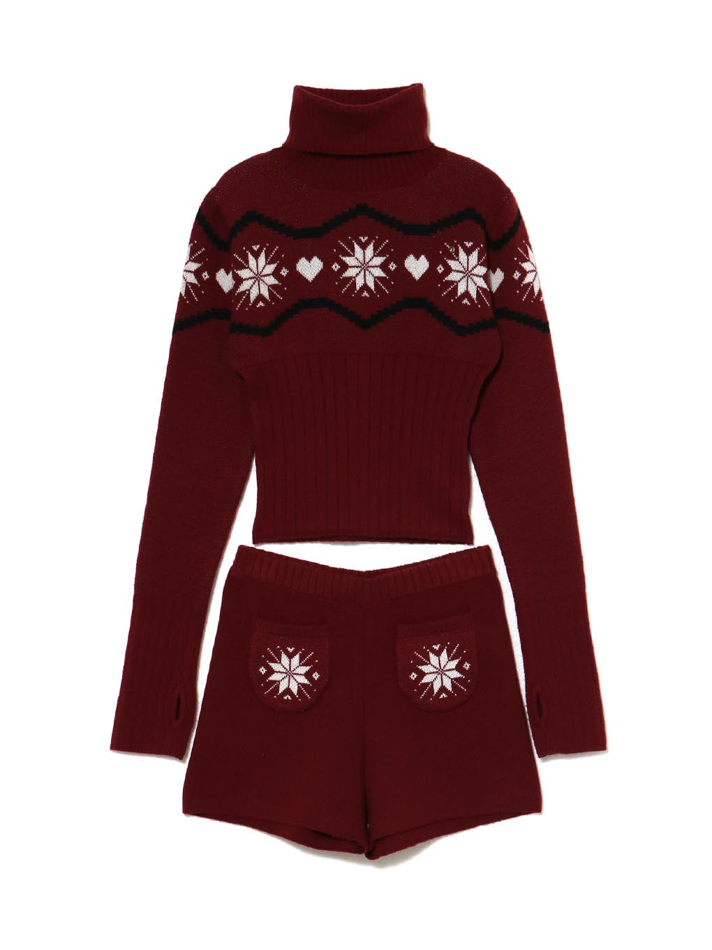 【新品未使用】andmary Holy knit set up red ANDMARY】Holy knit set up
