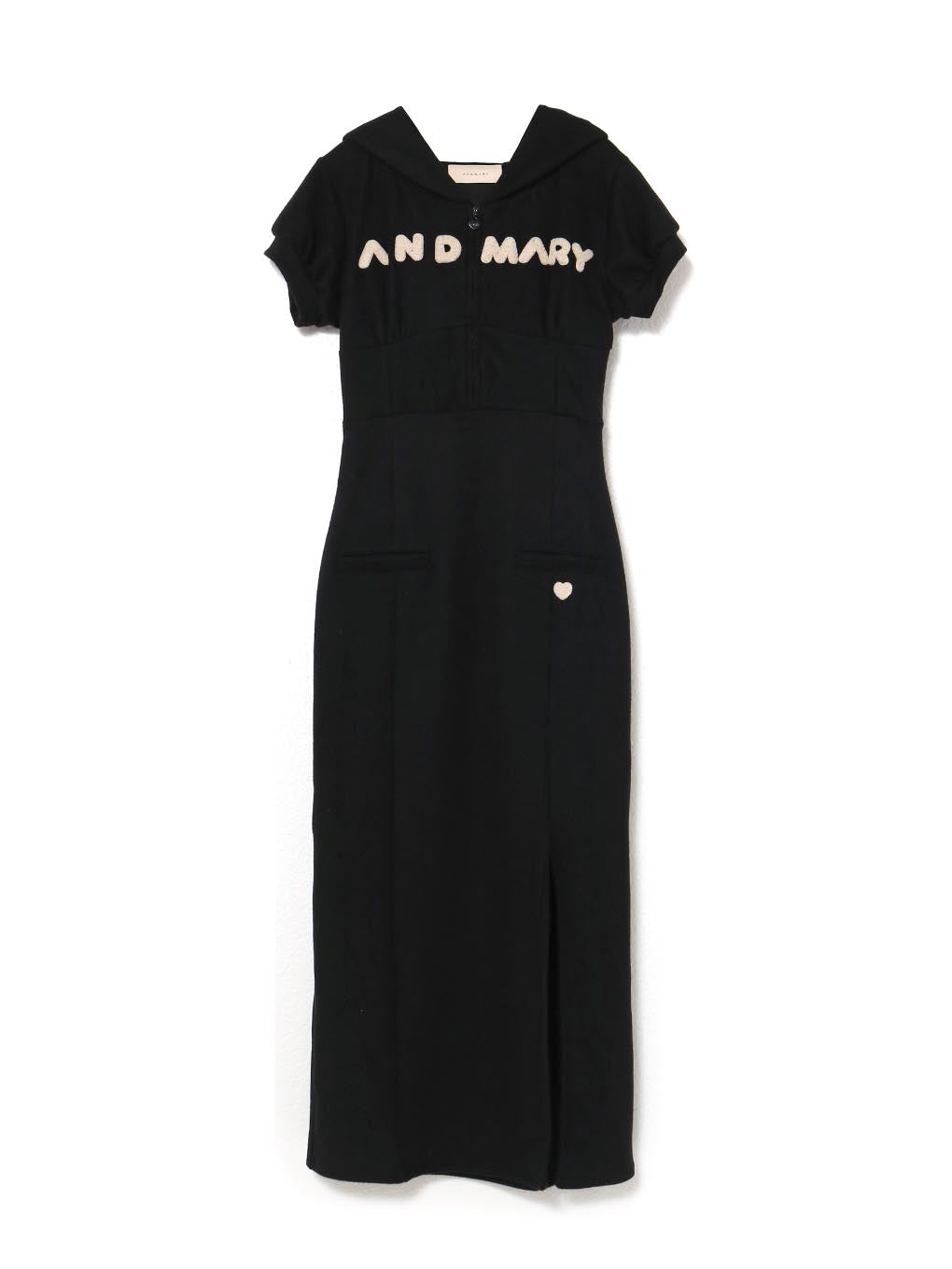 ワンピース andmary Mary logo hoodie dress black Mary logo hoodie dress