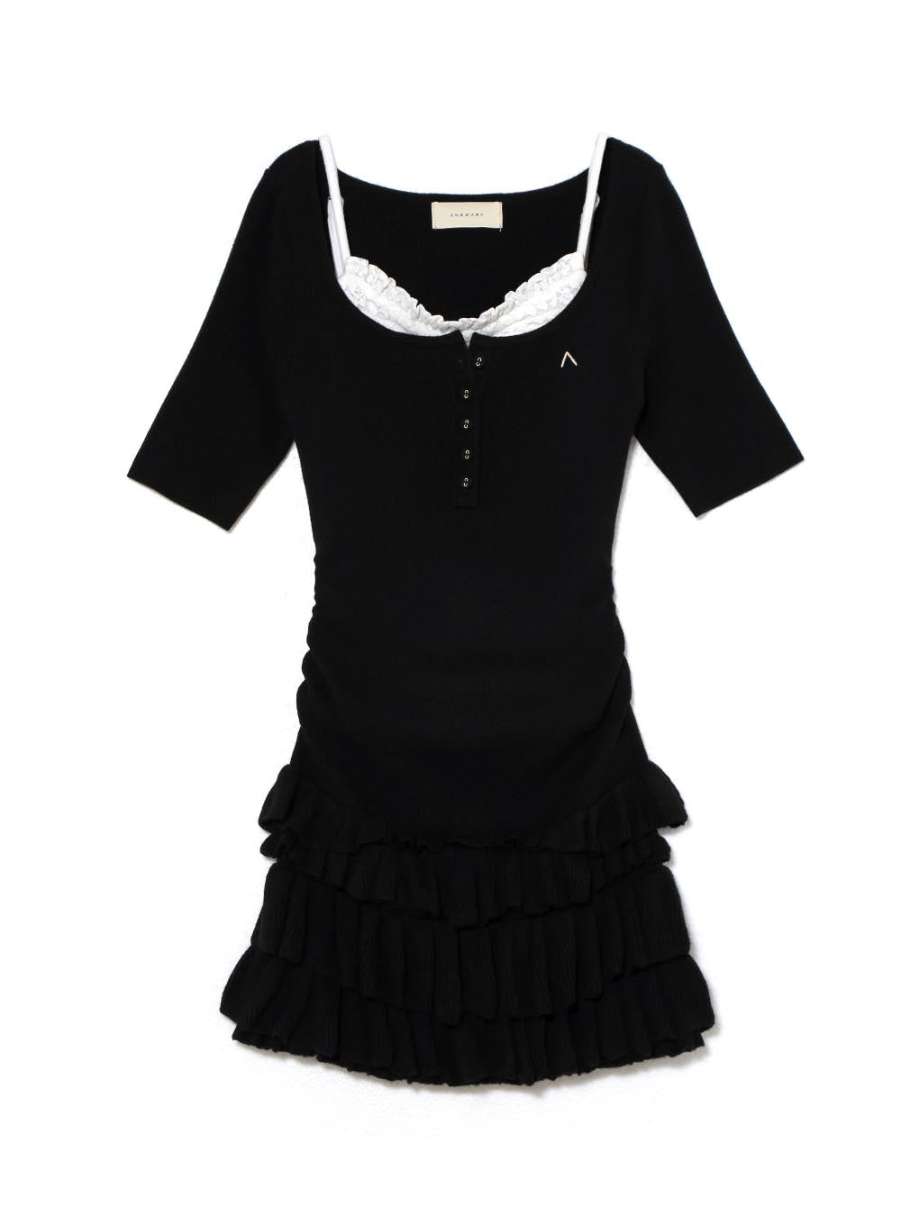 ワンピース andmary Cyndi frill knit mini dress ANDMARY】Cyndi frill knit mini dress