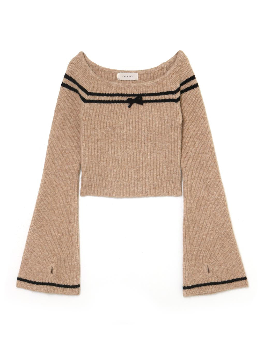 Blair ribbon knit tops ANDMARY Beige