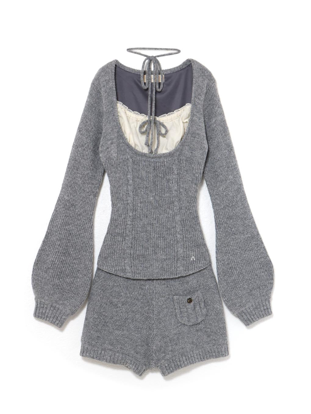 ワンピース andmary Raven gather set up gray ANDMARY】Raven gather set up