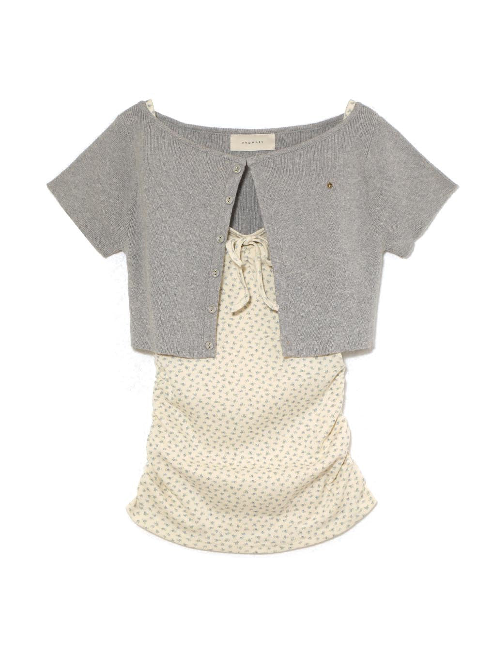 未開封 Andmary Vickey flower set tops gray ANDMARY】Vickey flower set tops