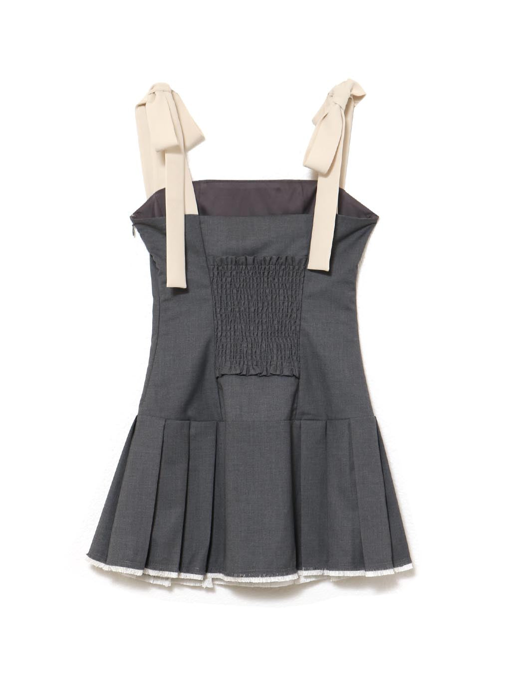 ワンピース andmary Chuchu pleats ribbon dress gray ANDMARY】Chuchu pleats ribbon dress