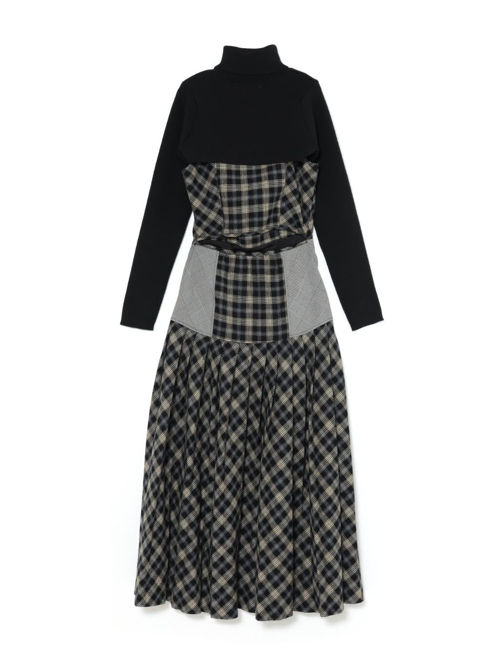 Anne check long dress