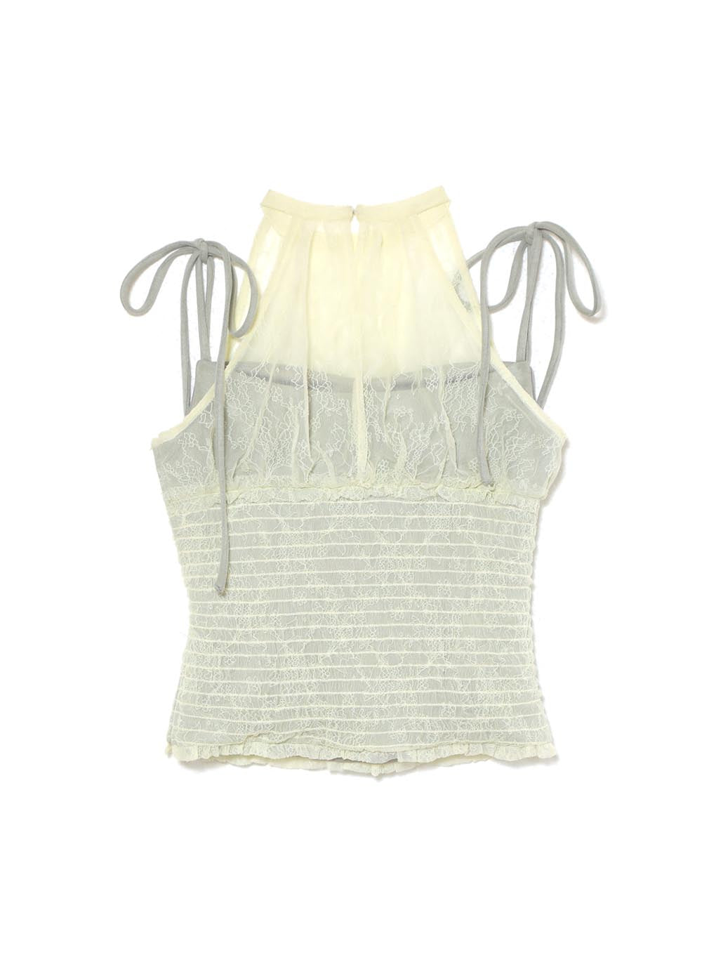 トップス Paula lacey chiffon tops blue ANDMARY】Paula lacey chiffon tops