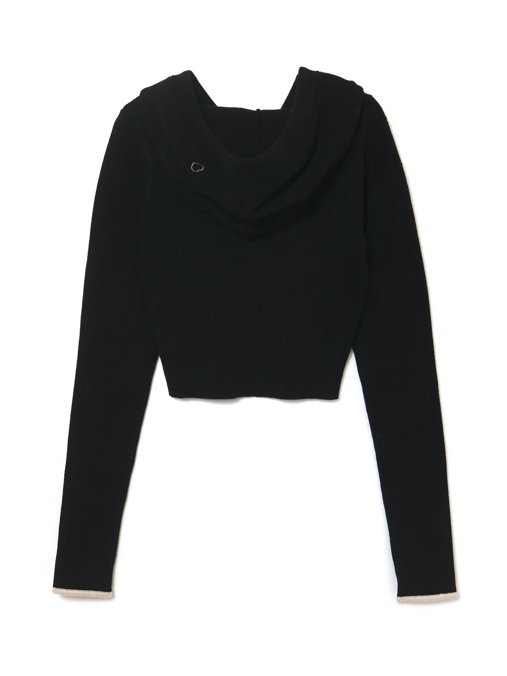 AND MARY】Heart point knit hoodie BLACK