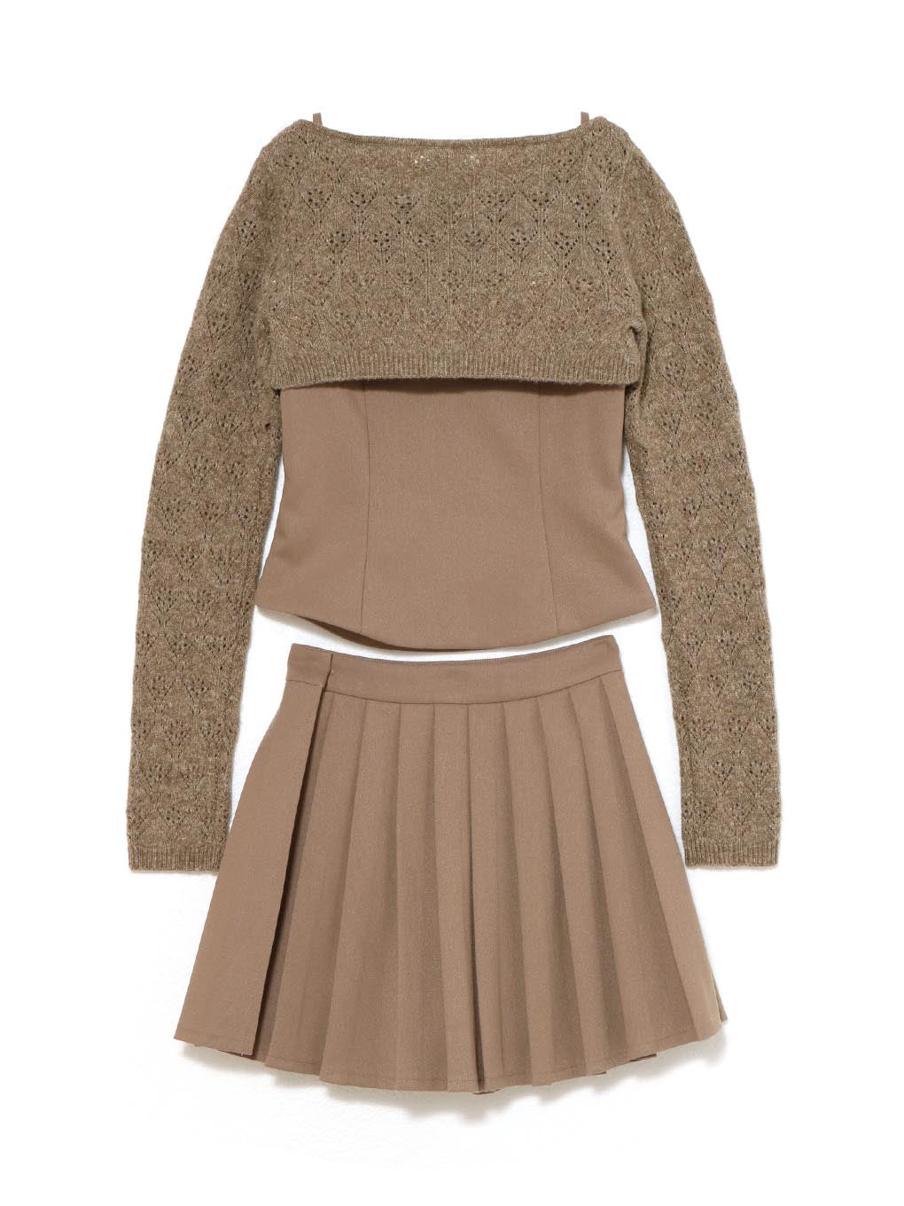 andmary Flora pleats set up brown アンドマリー ANDMARY】Flora pleats set up
