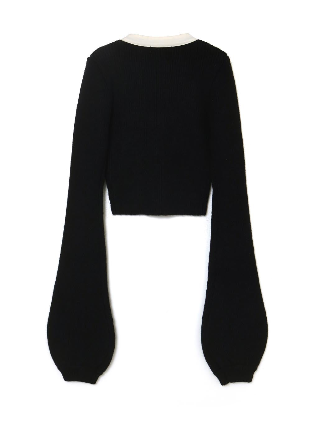 Rebecca ribbon knit tops ANDMARY BlackFフリーサイズ