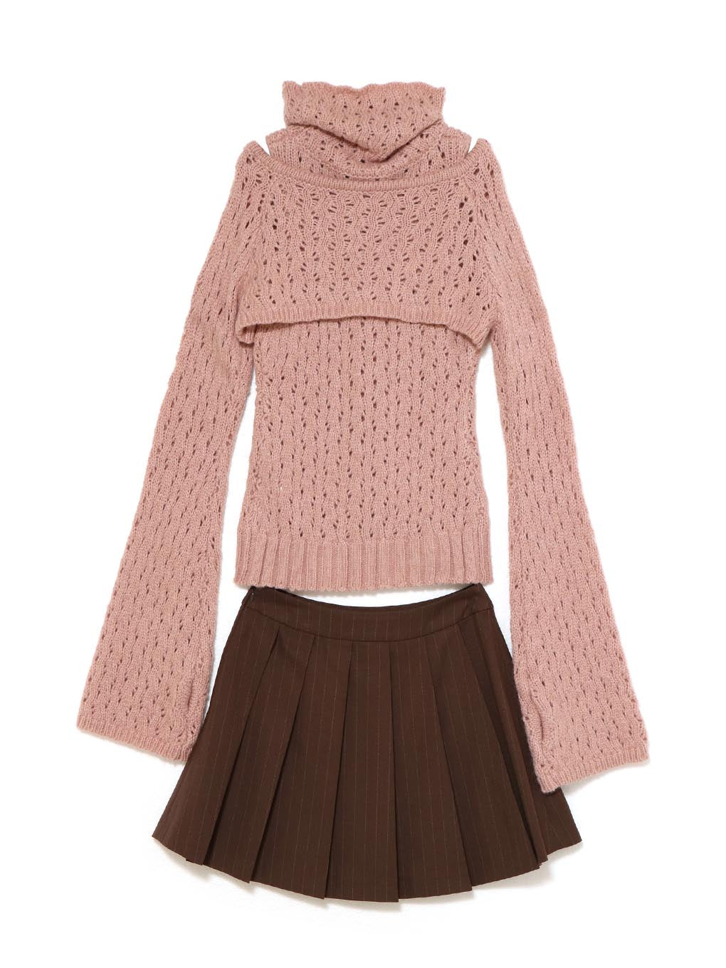 トップス andmary Sophy pleats knit set up pink ANDMARY】Sophy pleats knit set up