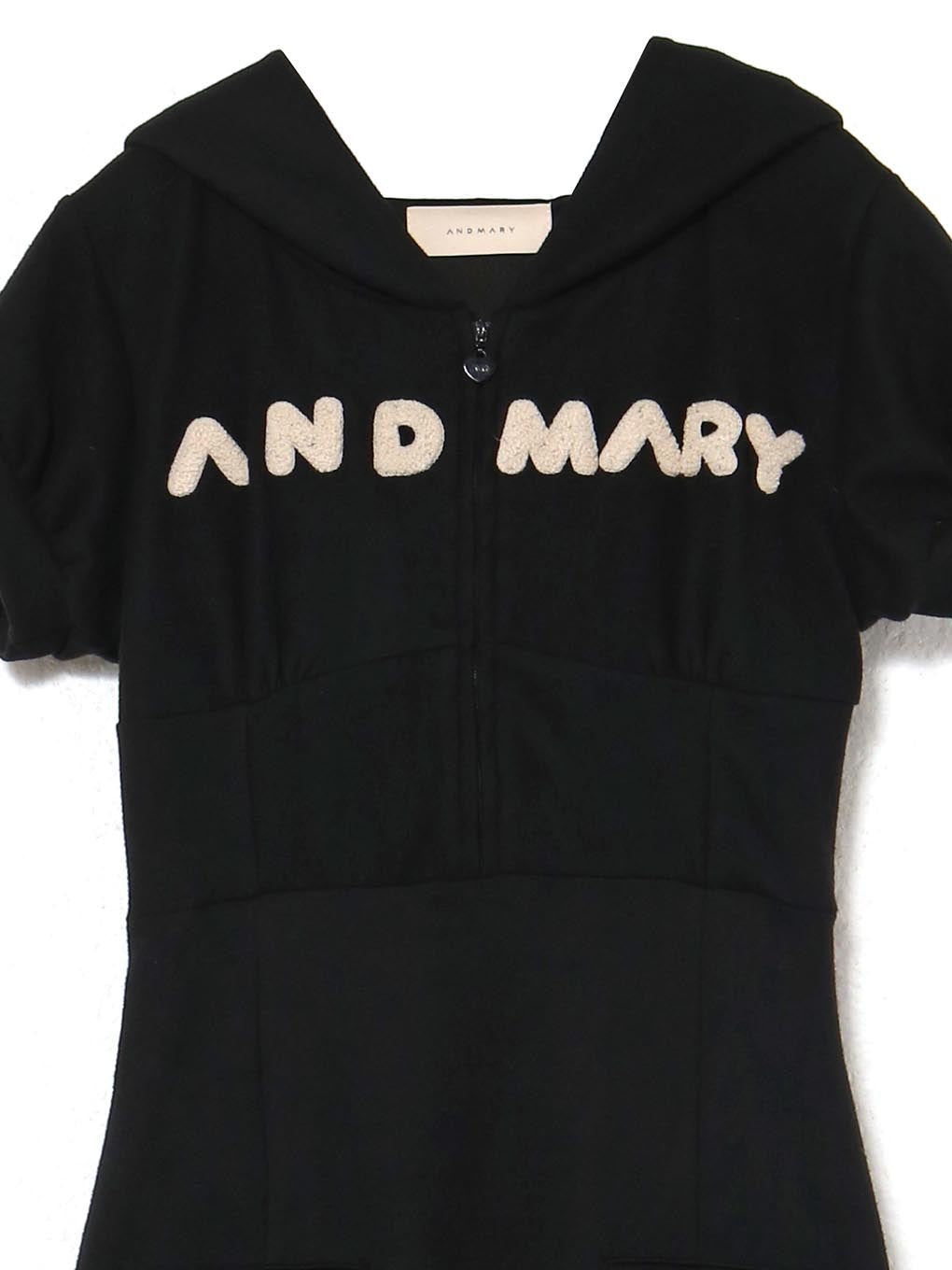 ワンピース andmary Mary logo hoodie dress black Mary logo hoodie dress