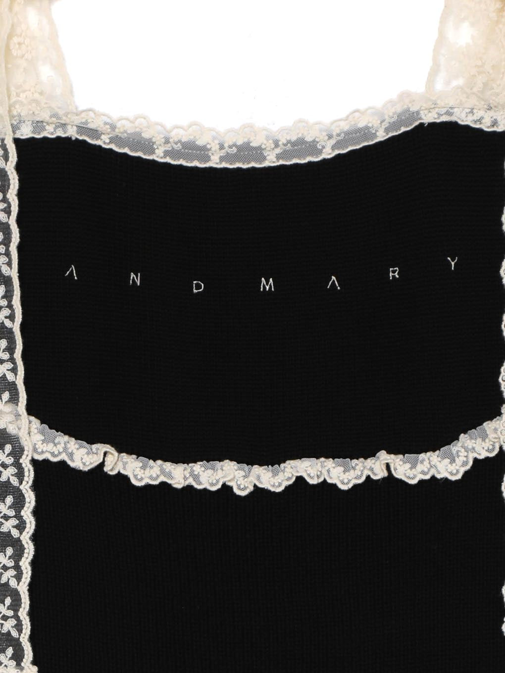 トップス BLACK ANDMARY LIL LACE KNIT TOPS ANDMARY】Lil lace knit tops