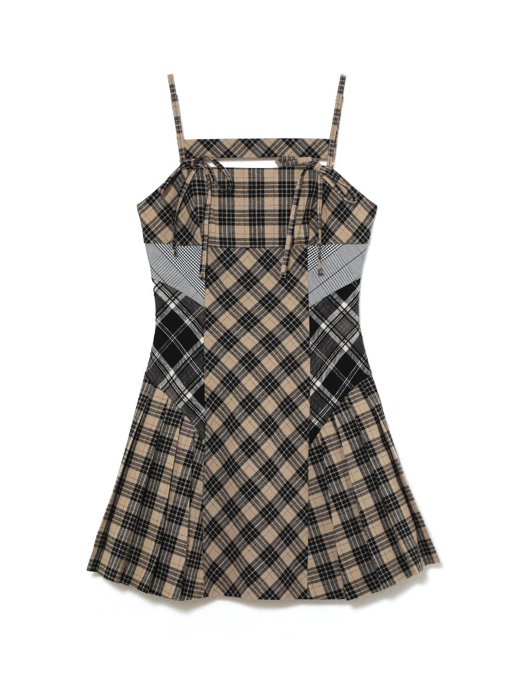 Nadia check pleats mini dress