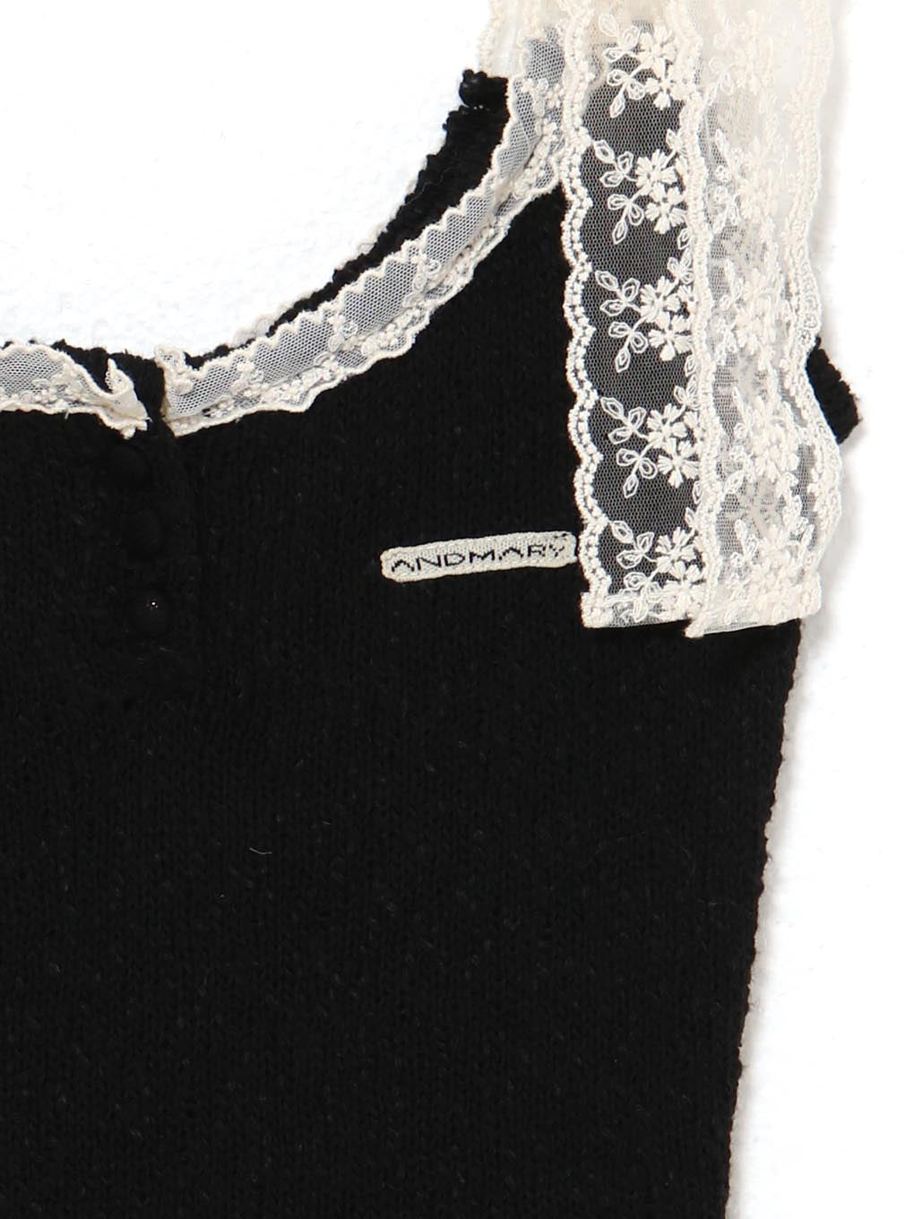 トップス Cotton ribbon tank andmary black Cotton ribbon tank