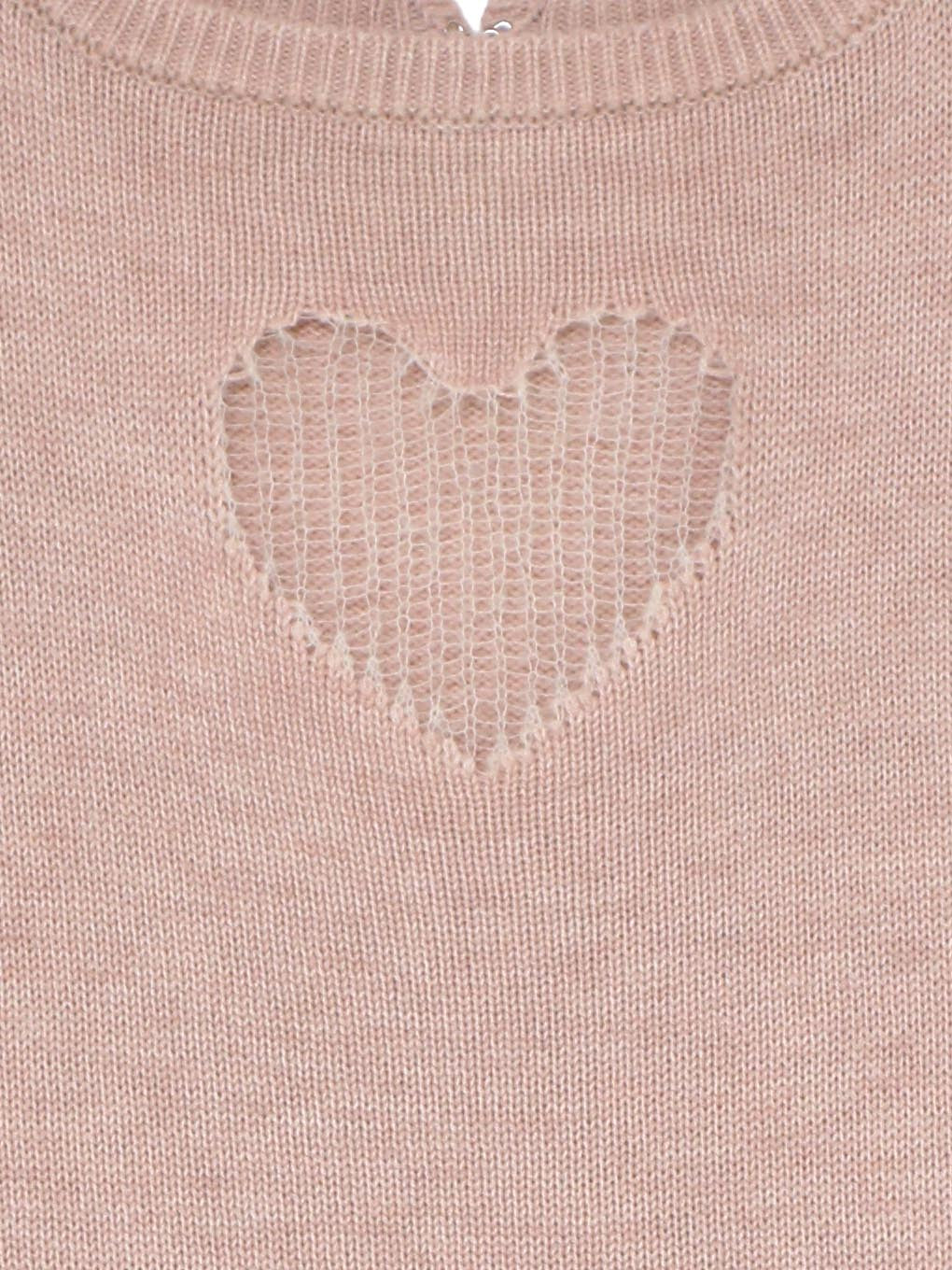トップス ANDMARY Heart point tops pink ANDMARY】Heart point knit tops