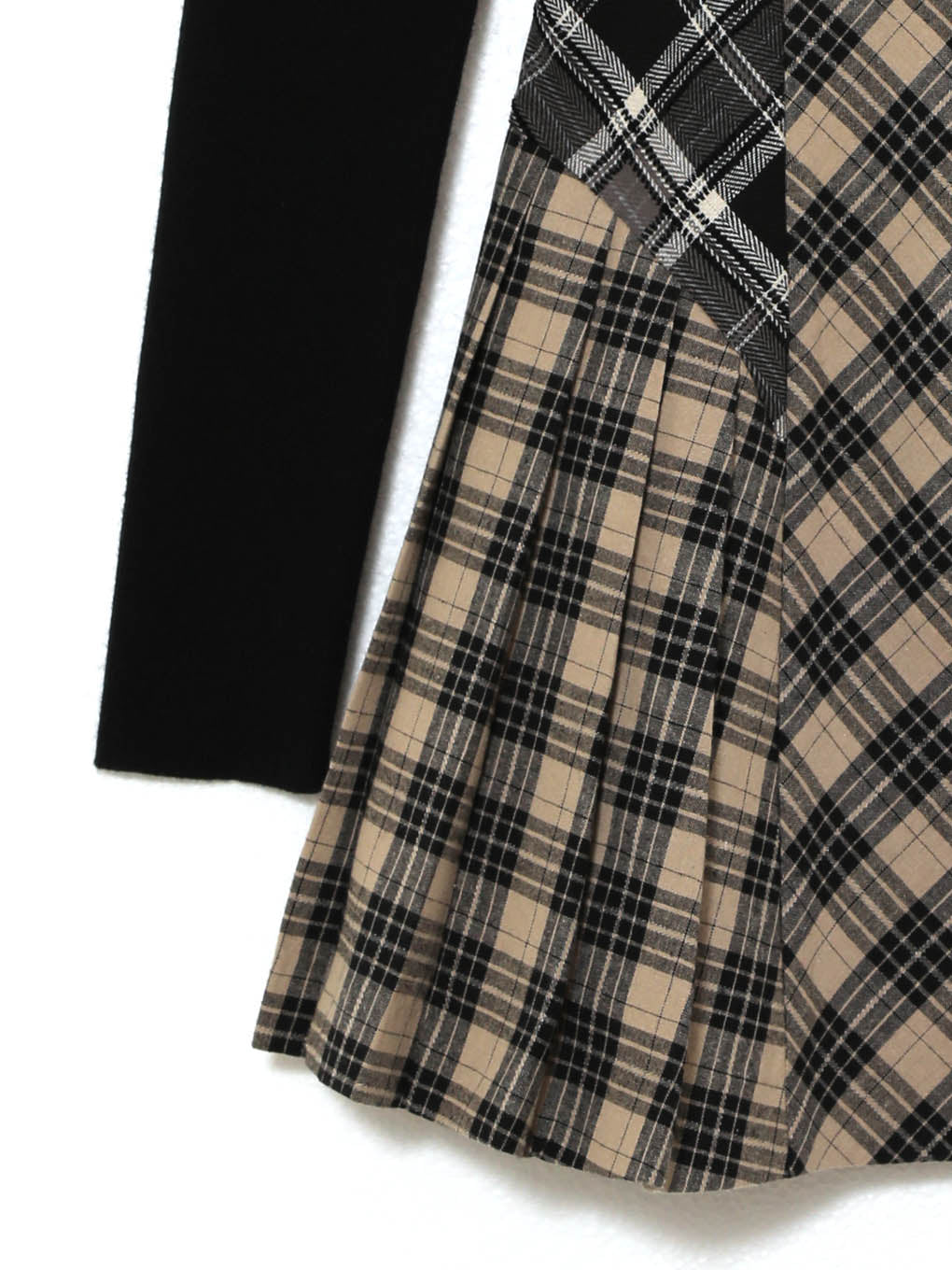 ANDMARY】Nadia check pleats mini dress
