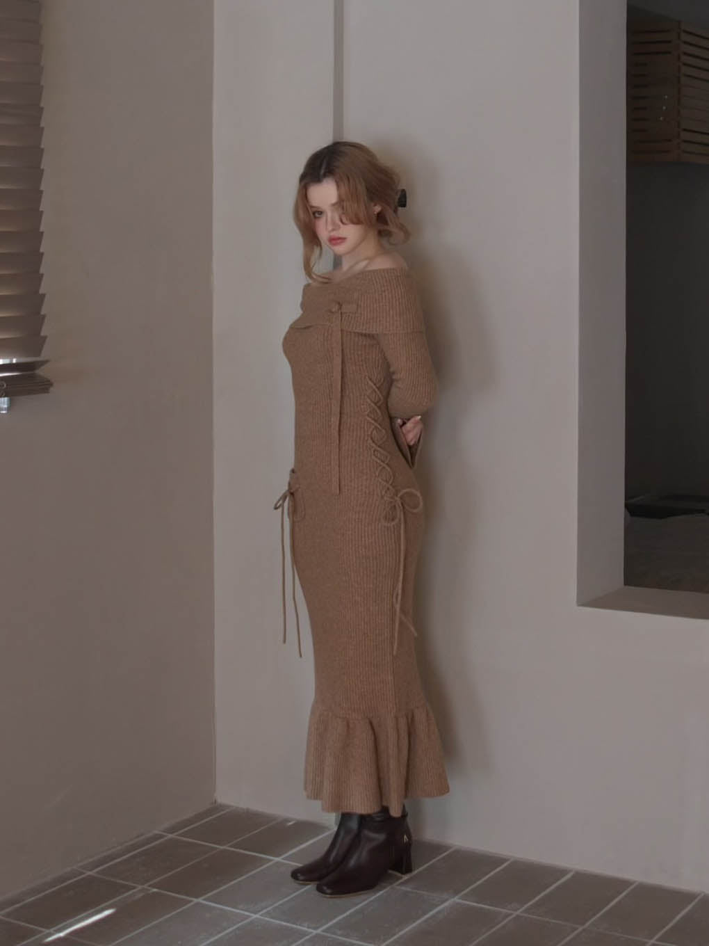 andmary アンドマリー Cheryl knit long dressカラーグレー