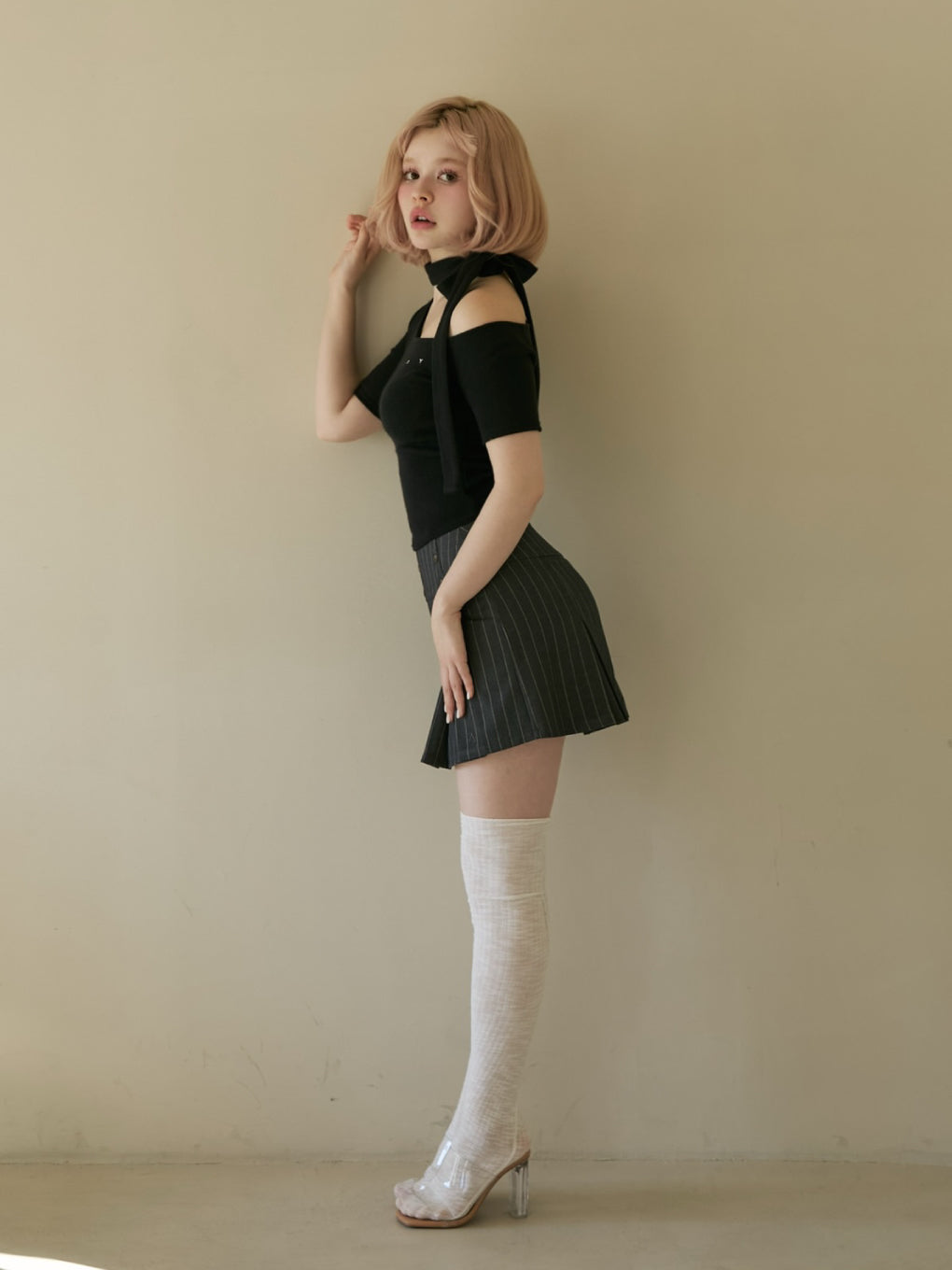 ANDMARY】Nana ribbon oneshoulder tops