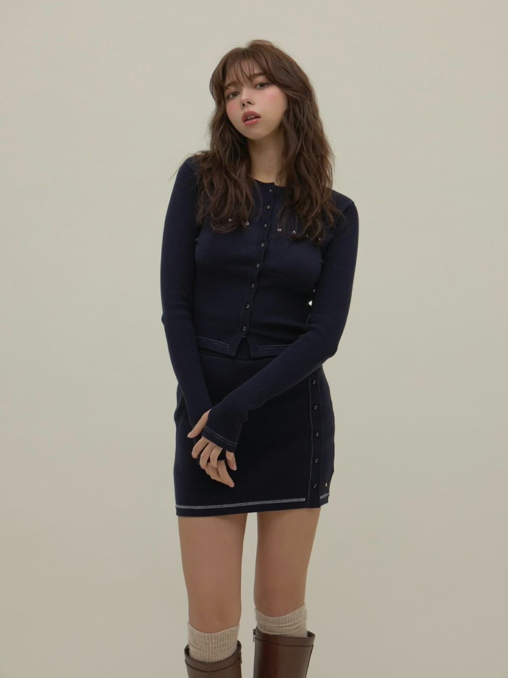 ANDMARY】Mary logo cardigan set up