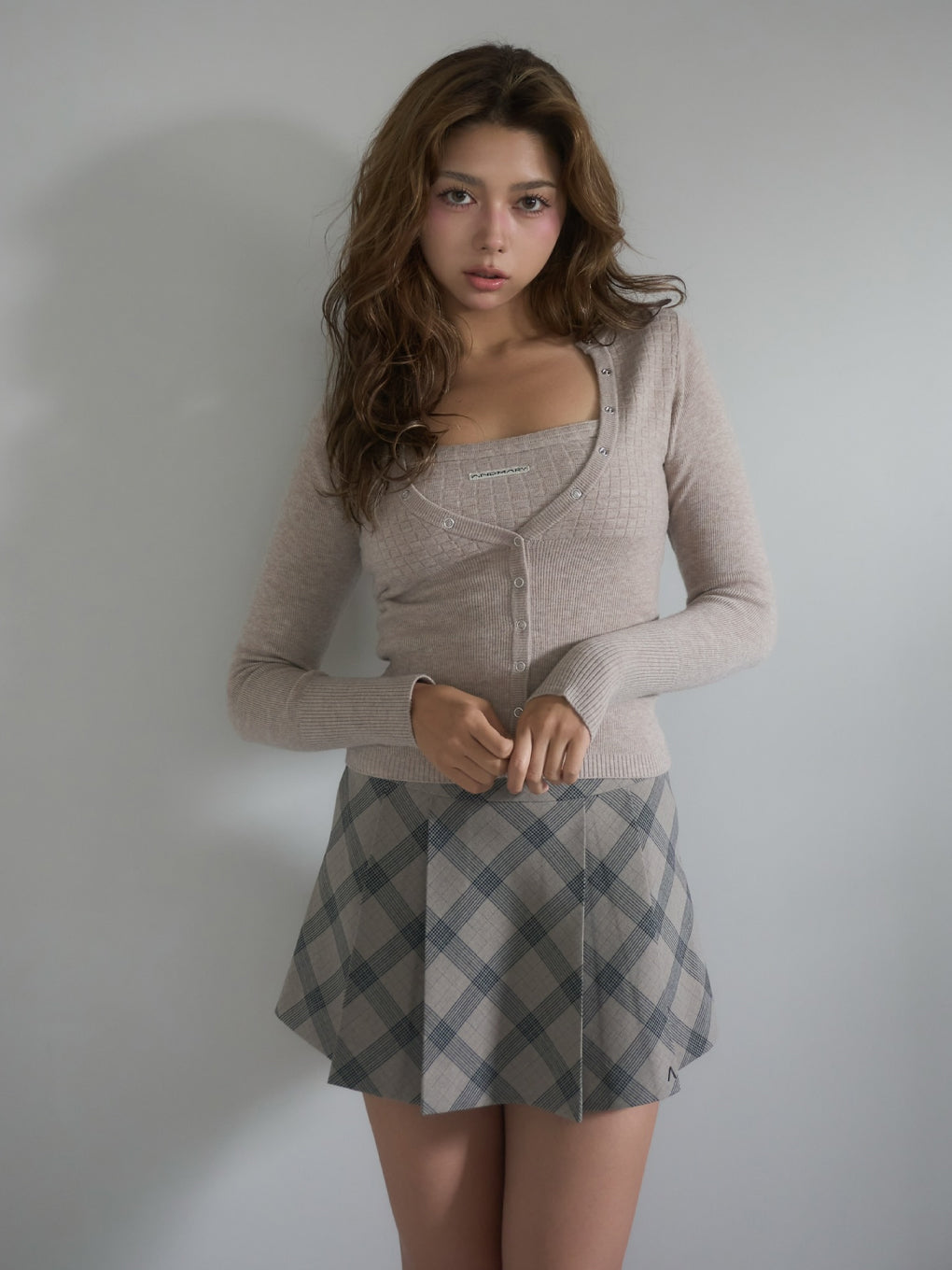 Waffle cardigan set tops