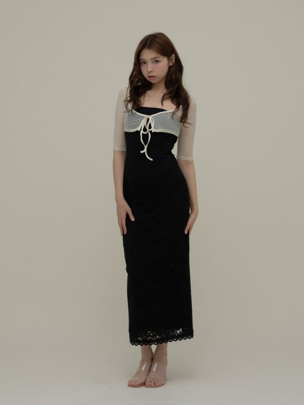 トップス andmary Dara tulle short cardigan black ANDMARY】Dara tulle short cardigan