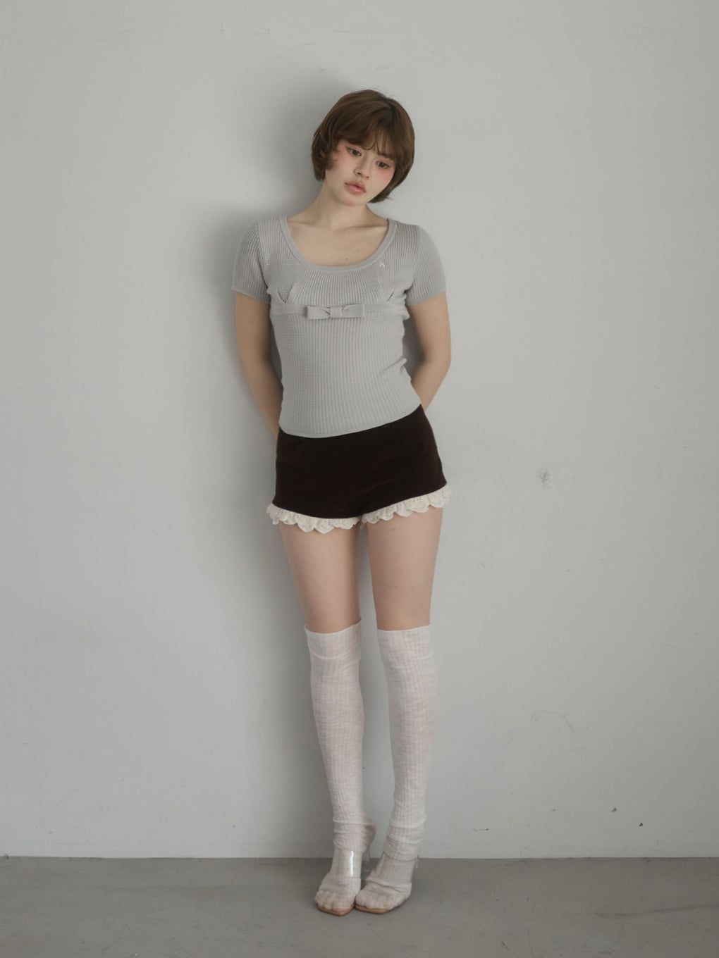 トップス Avrill ribbon tops andmary ivory ANDMARY】Avrill ribbon tops