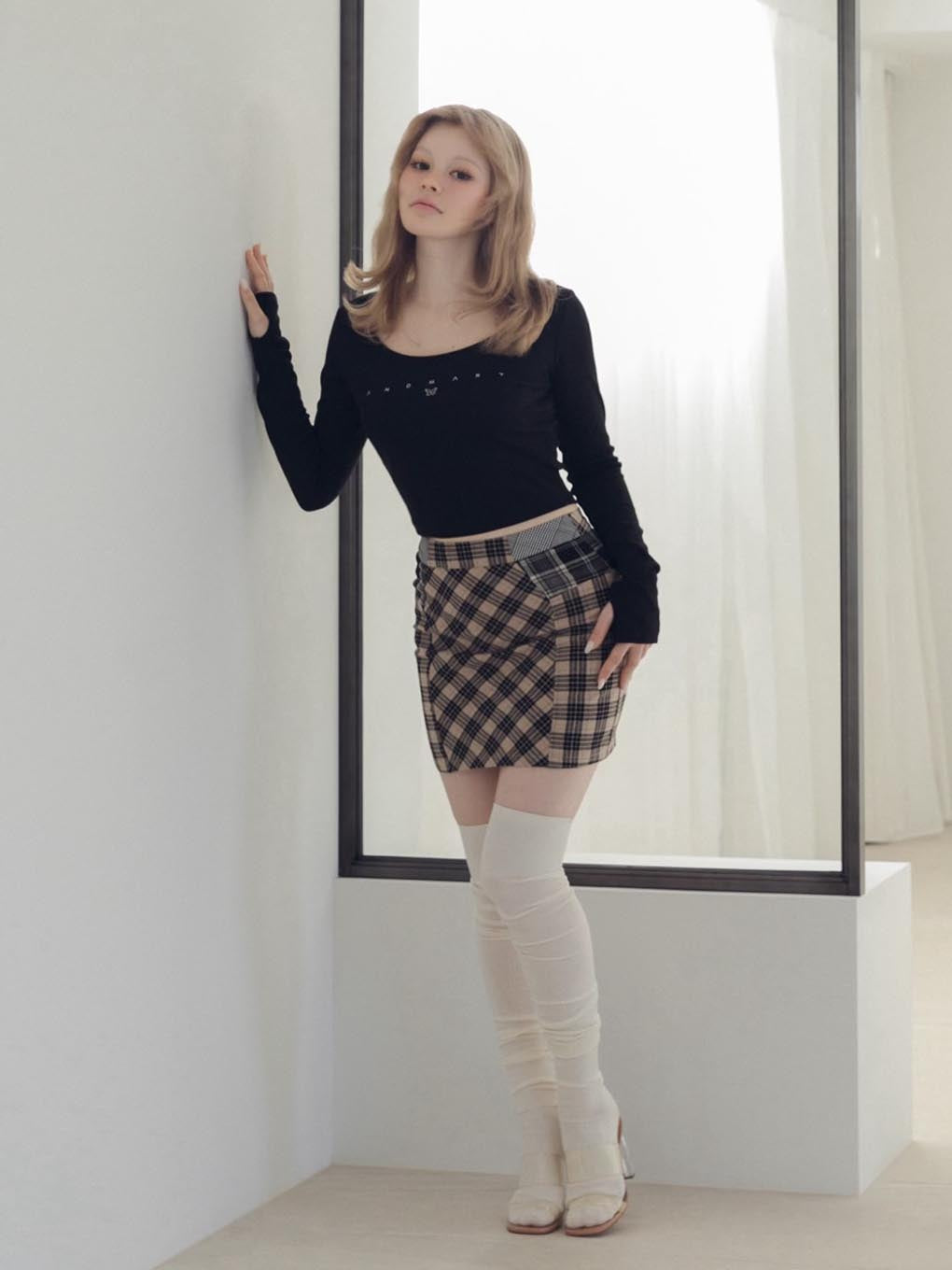 ファッションAndmary Anna check skirt Black Mサイズ