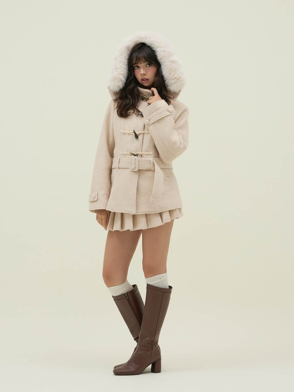 Nicole fur belt jacket