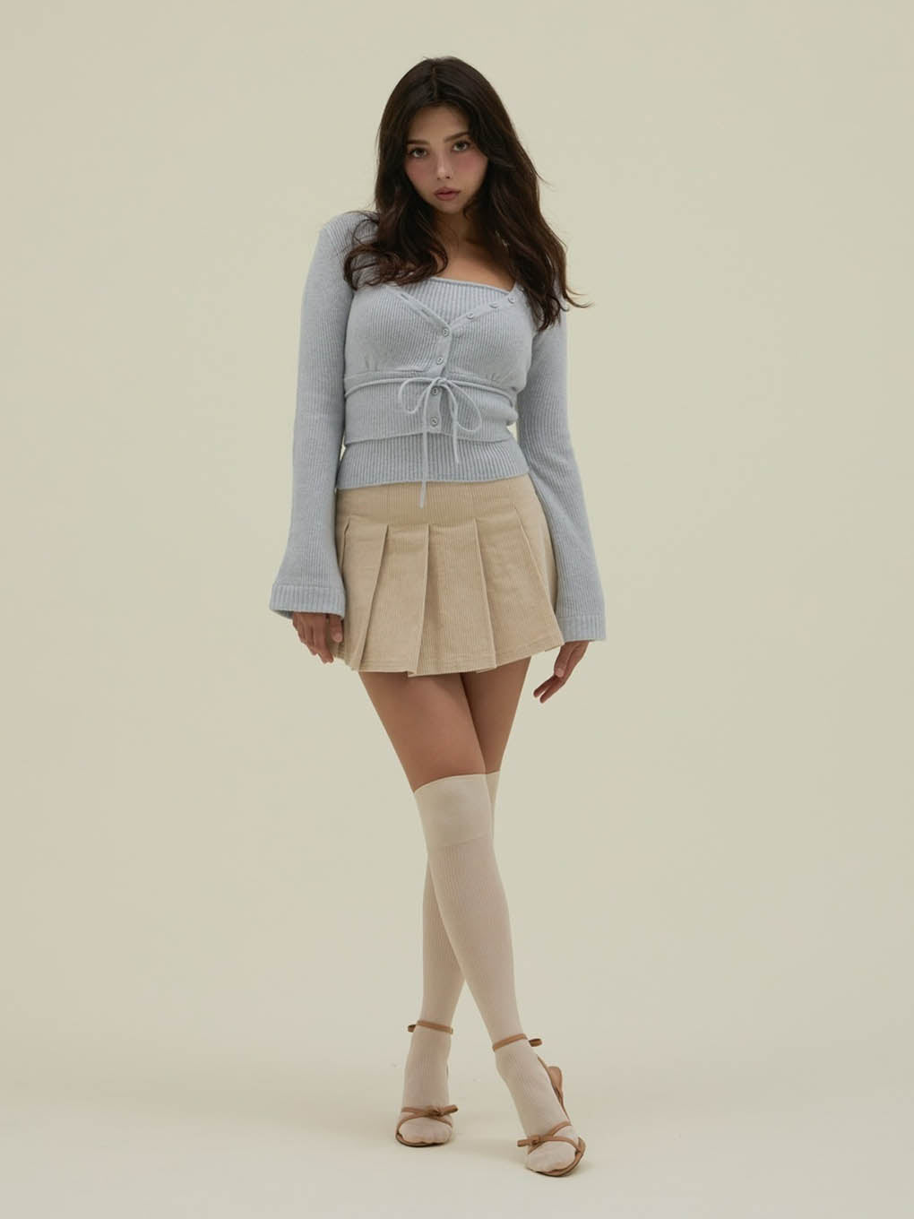 スカート andmary Amanda pleats skirt beige S ANDMARY】Amanda pleats skirt